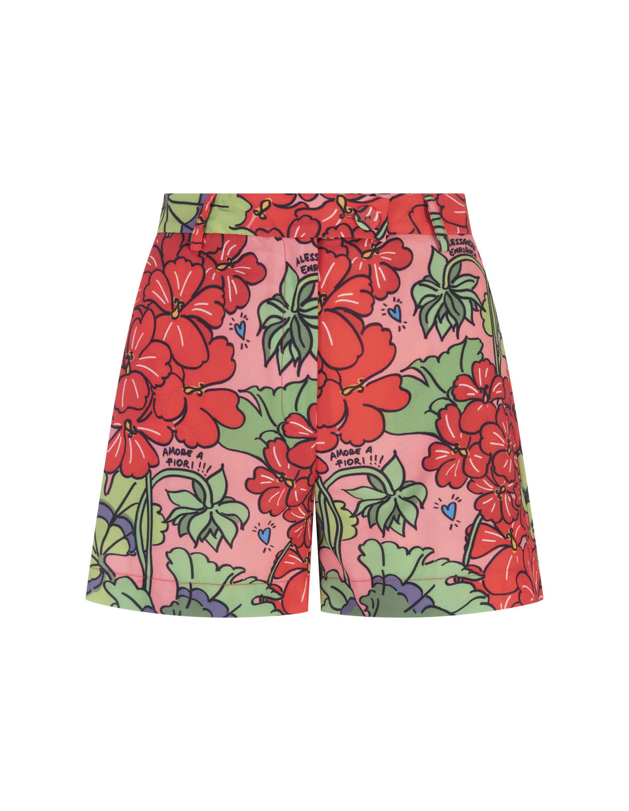 Alessandro Enriquez Pink Shorts With Geranium Print
