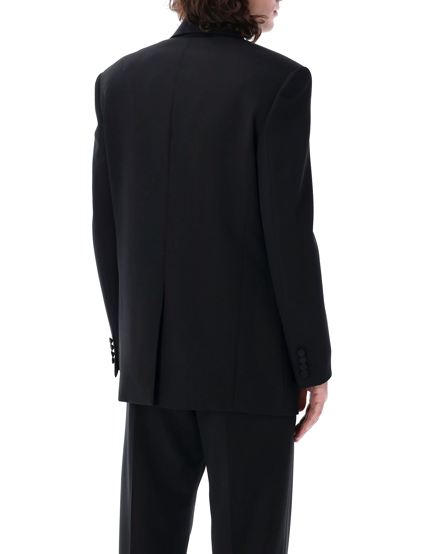 Saint Laurent One Btn Smoking Jacket In Black