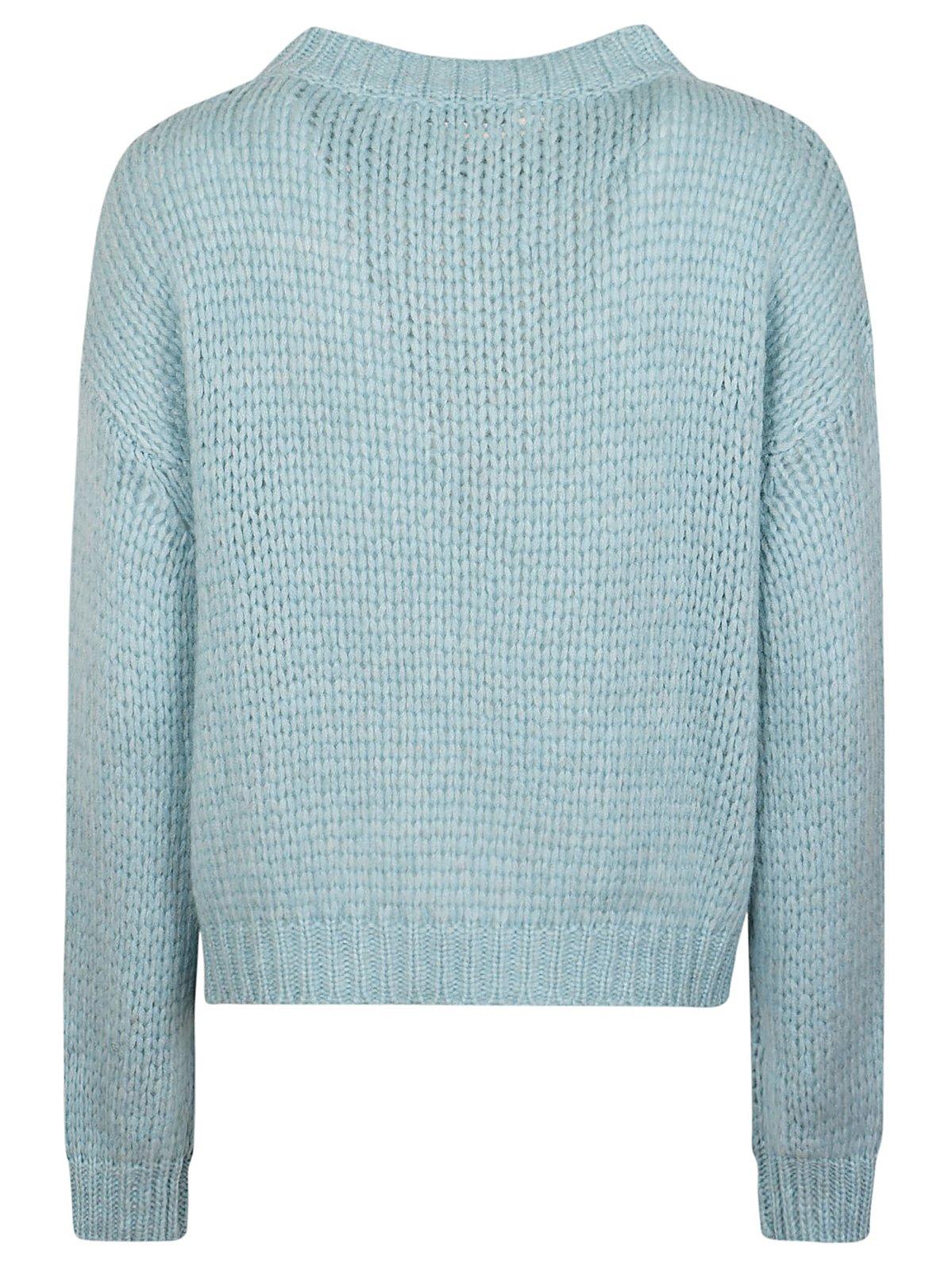 Shop Roberto Collina Crewneck Knit Sweater In Acqua