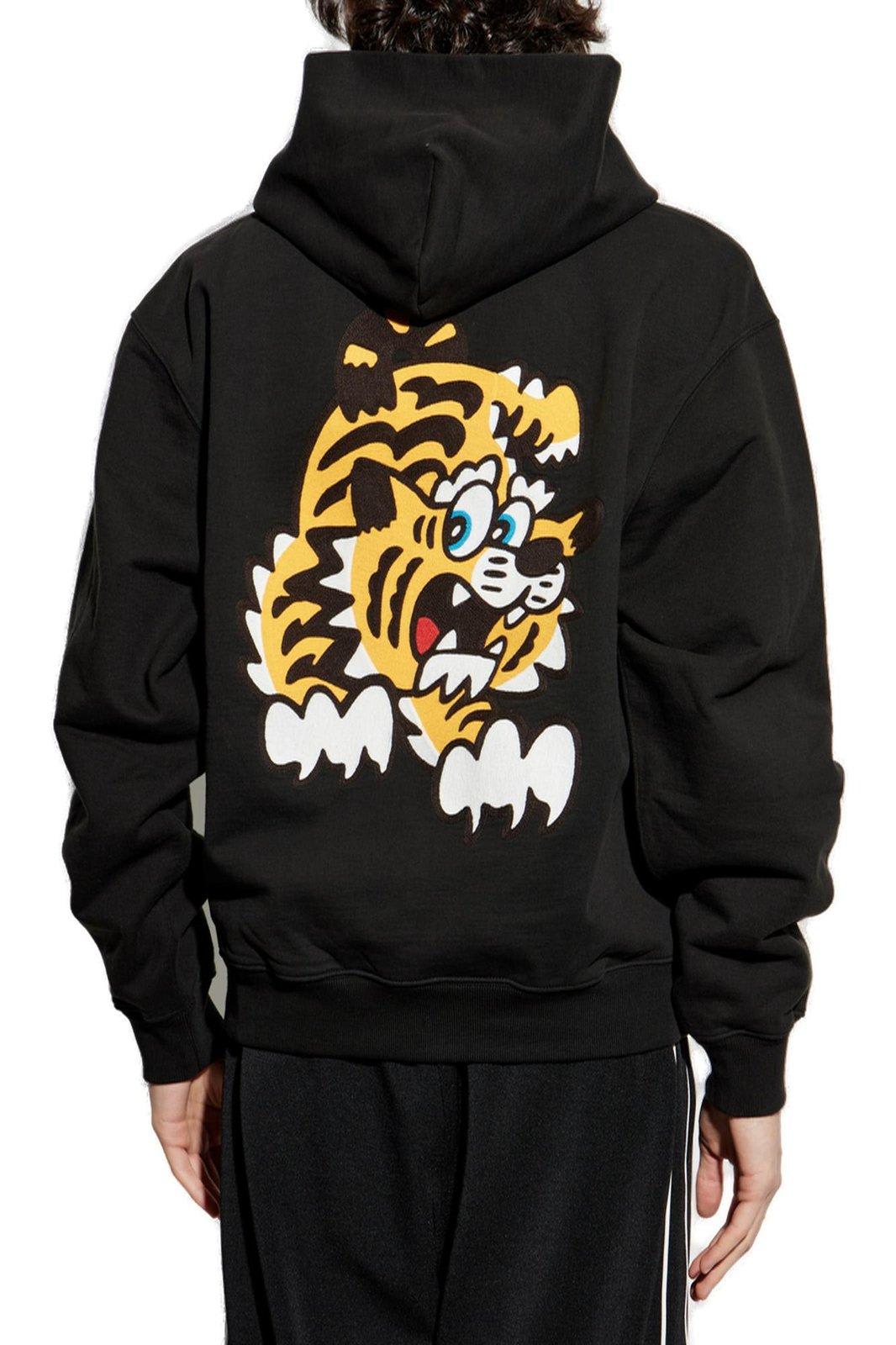 Kenzo Verdy Market Embroidered Cotton-jersey Hoodie In Black