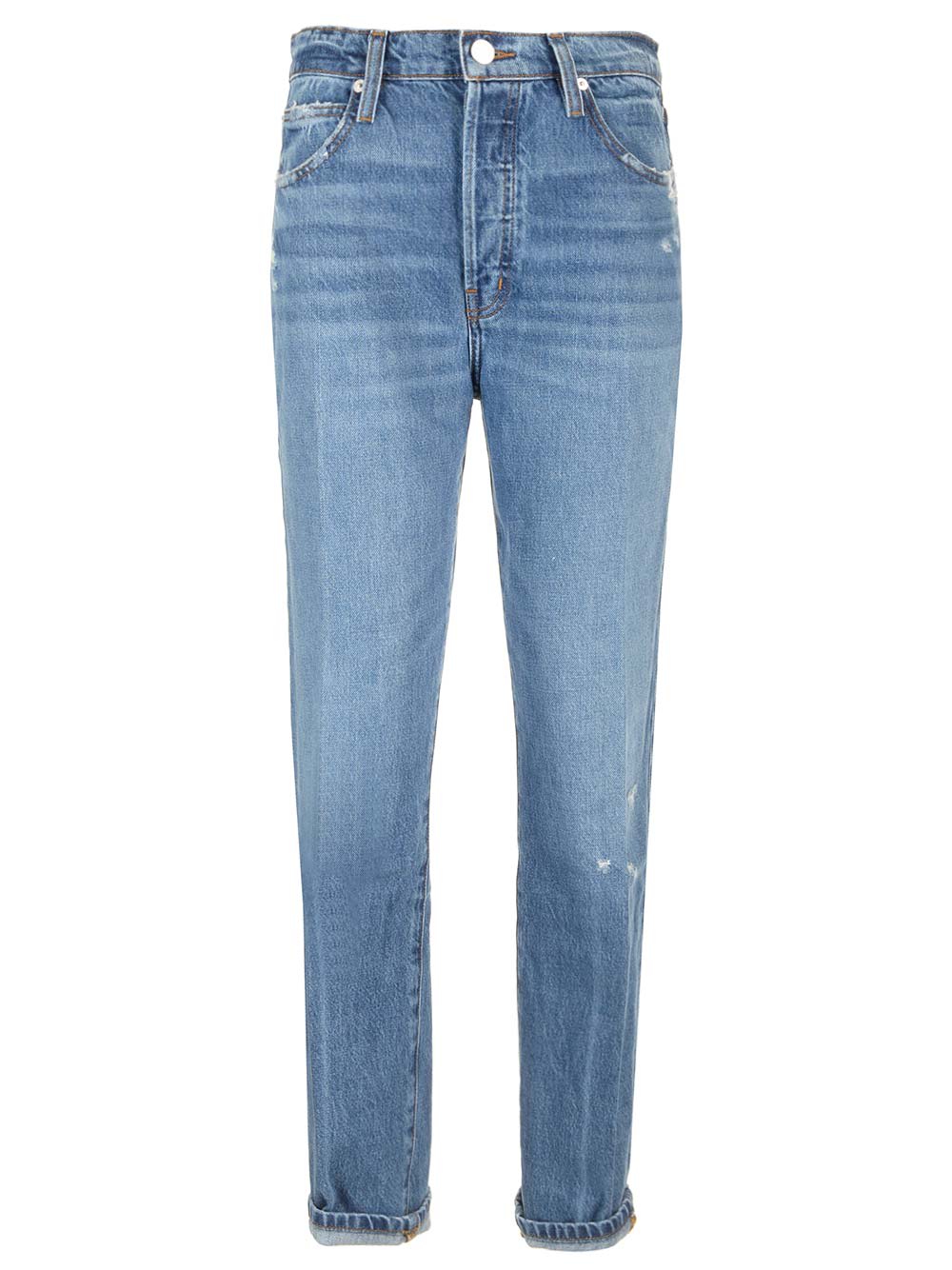 Shop Frame Le Mec Boyfriend Jeans In Blue