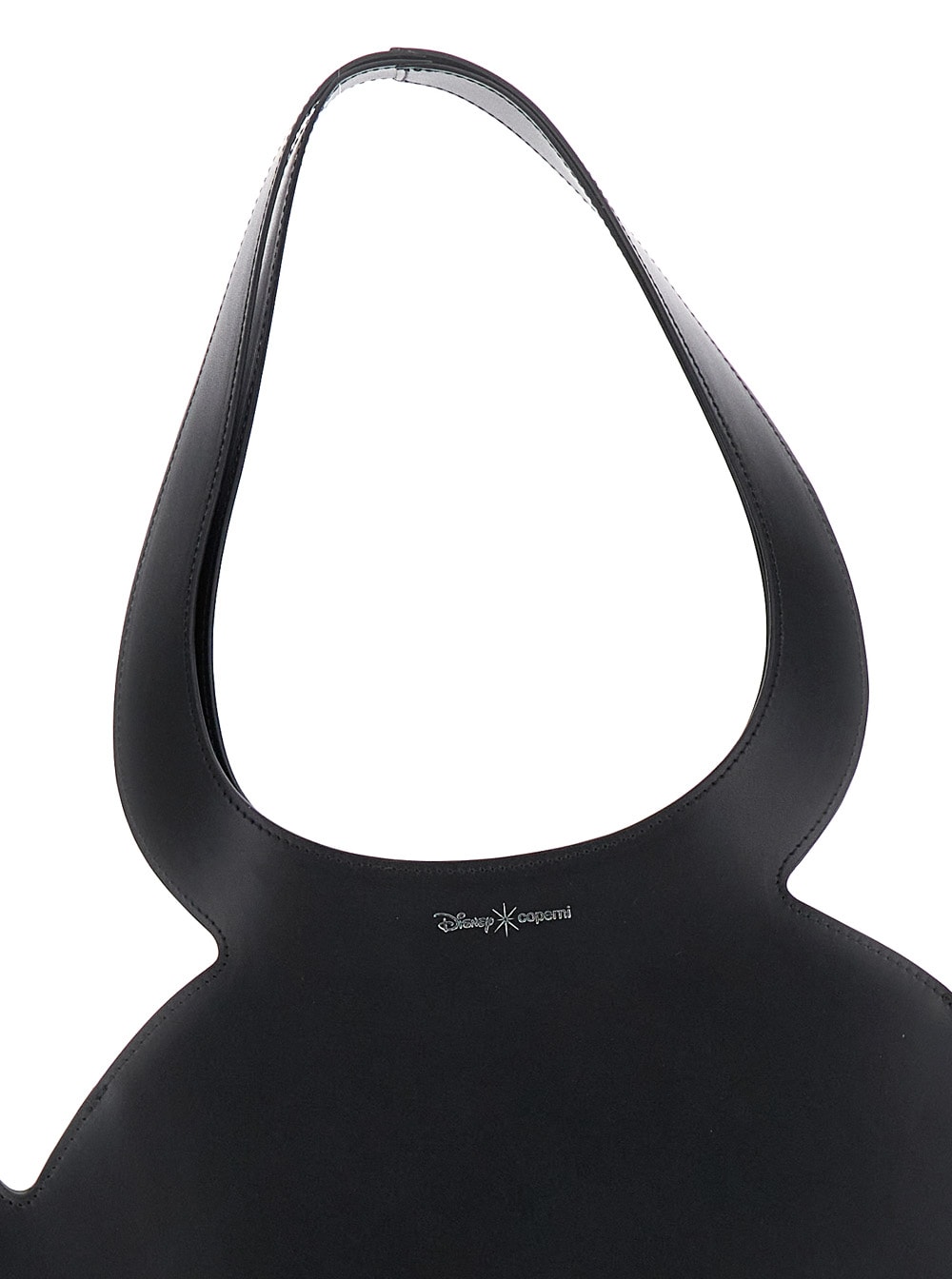 COPERNI MICKEY BLACK HANDBAG WITH CUT-OUT HANDLE AND LOGO LETTERING ON THE FRONT IN LEATHER WOMAN 