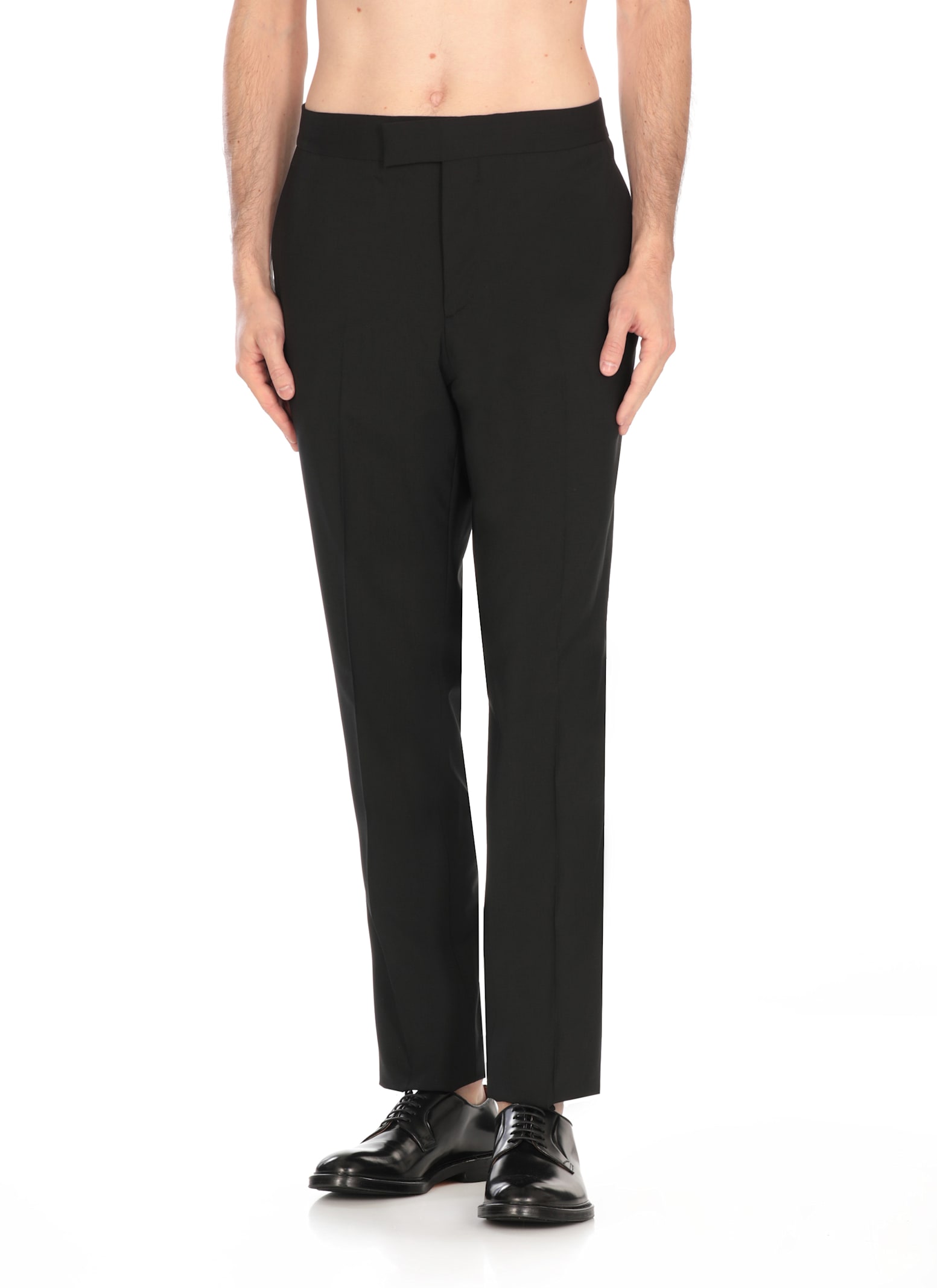 Lardini Tailored Black Virgin Wool Pants In Black