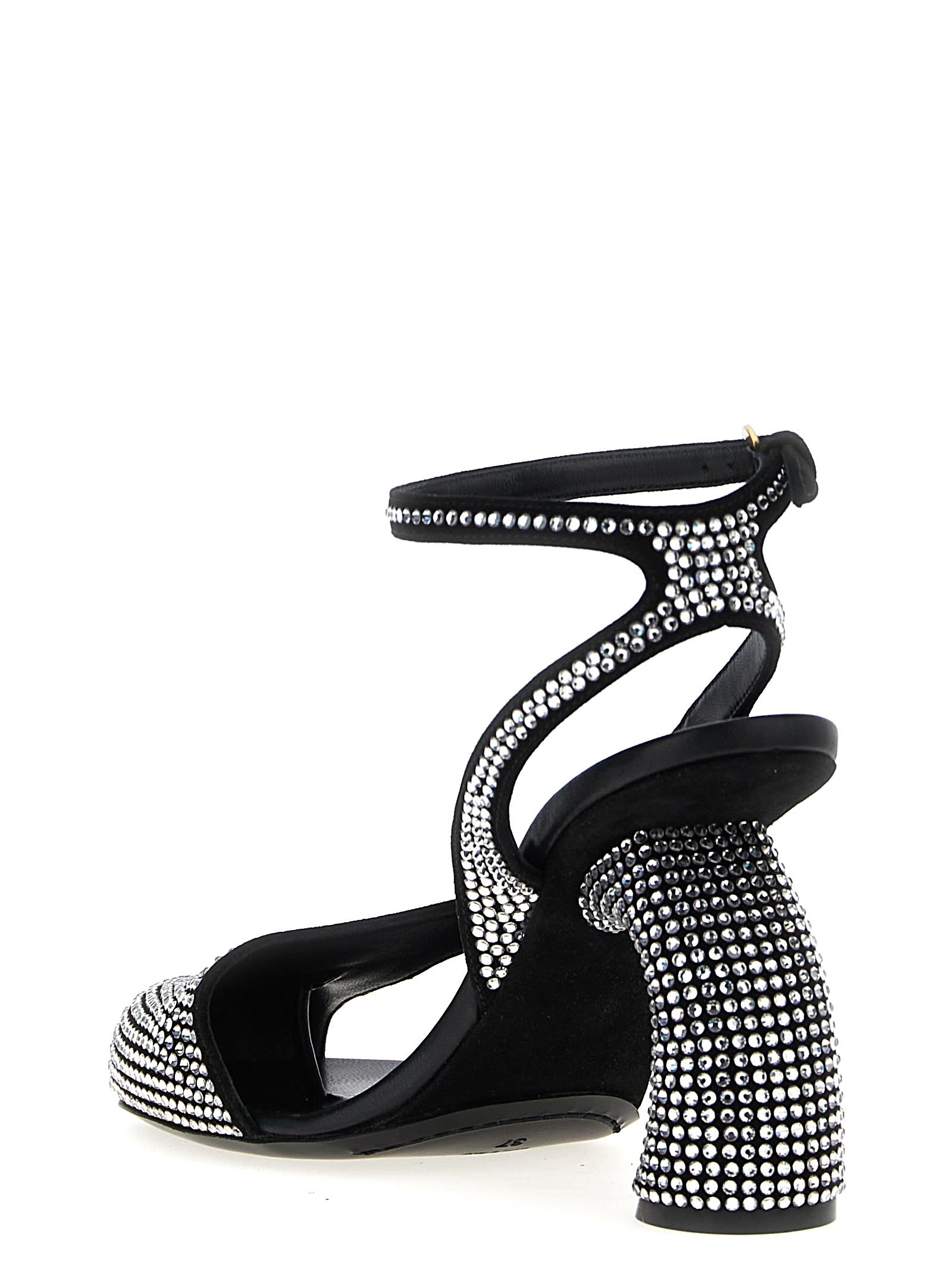 Shop Dries Van Noten Crystal Sandals In Black