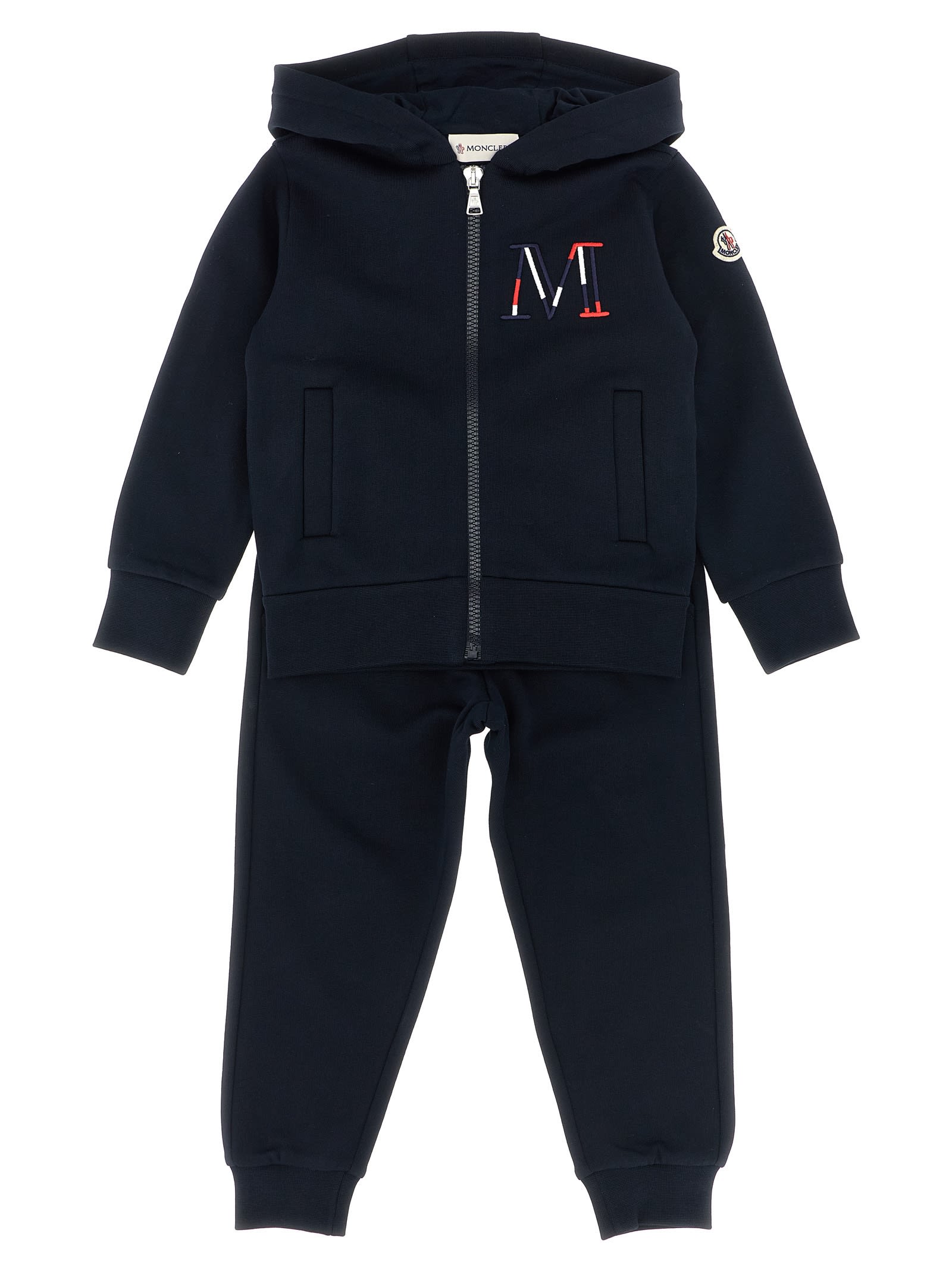Moncler Logo Embroidery Sweatshirt + Joggers In Blue