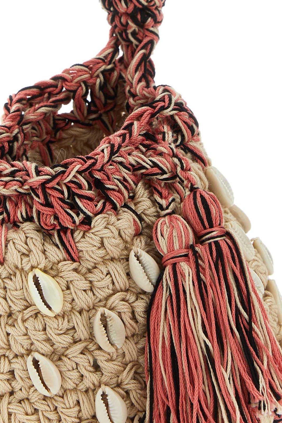 Shop Alanui Crochet Mini Handbag In Beige