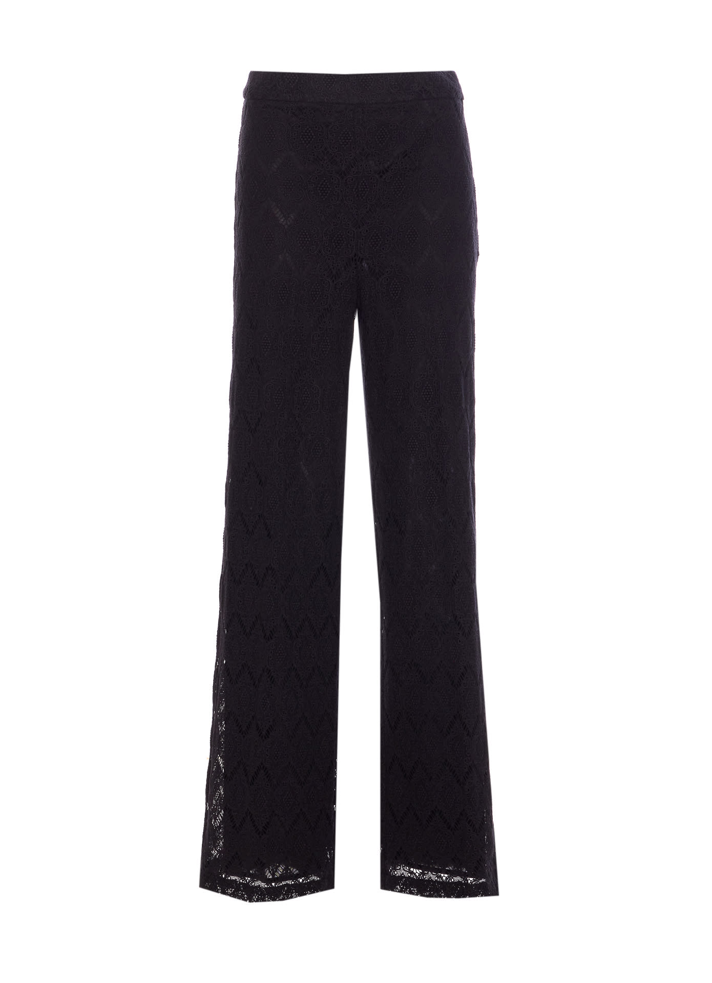 Shop Twinset Wide Leg Macrame Pants In Black