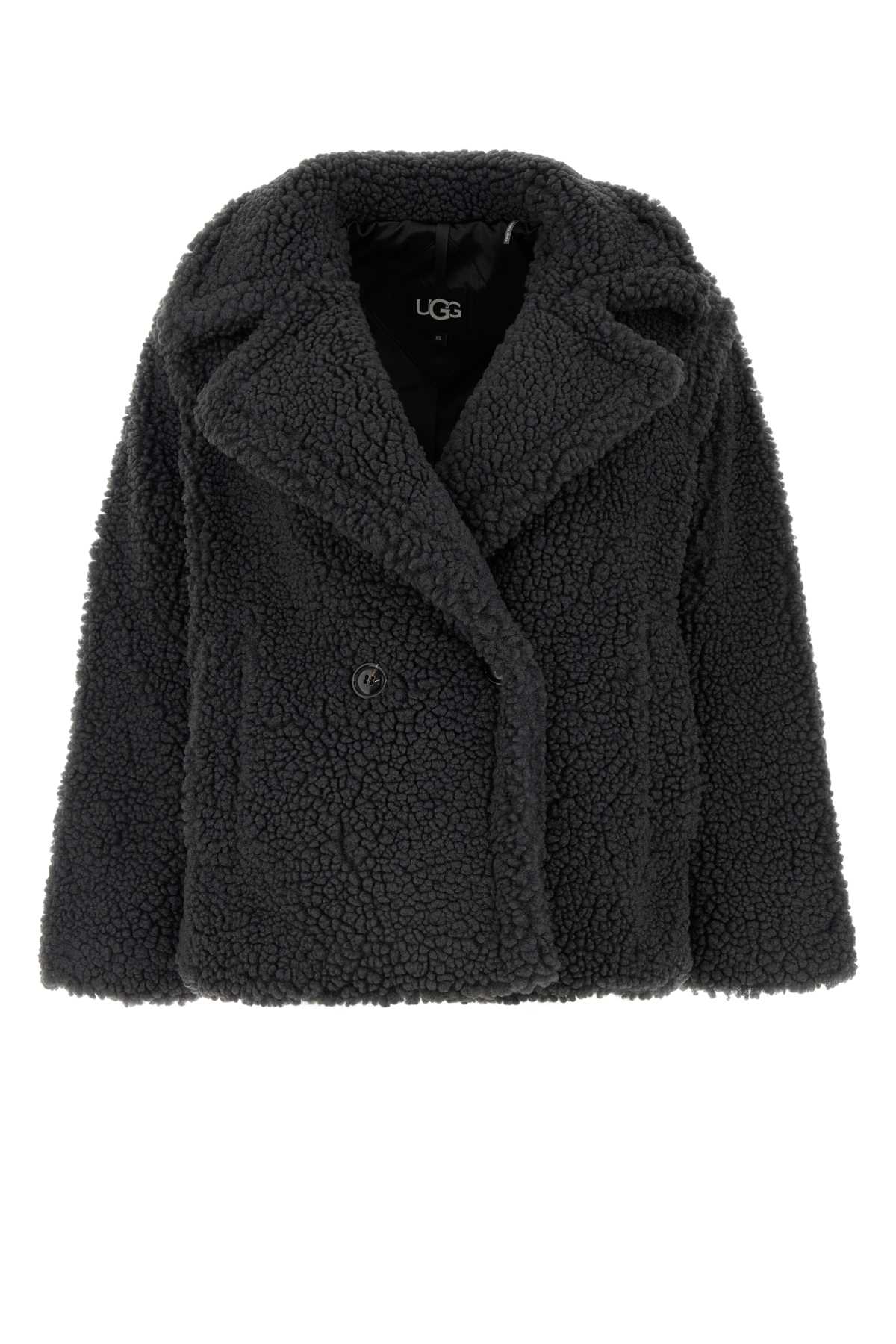 Shop Ugg Charcoal Teddy Gertrude Coat In Ink