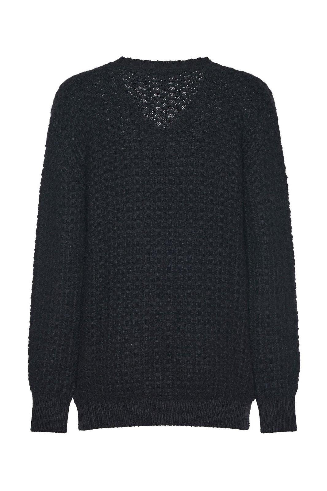 Shop Alberta Ferretti Oversized V-neck Jumper In Black