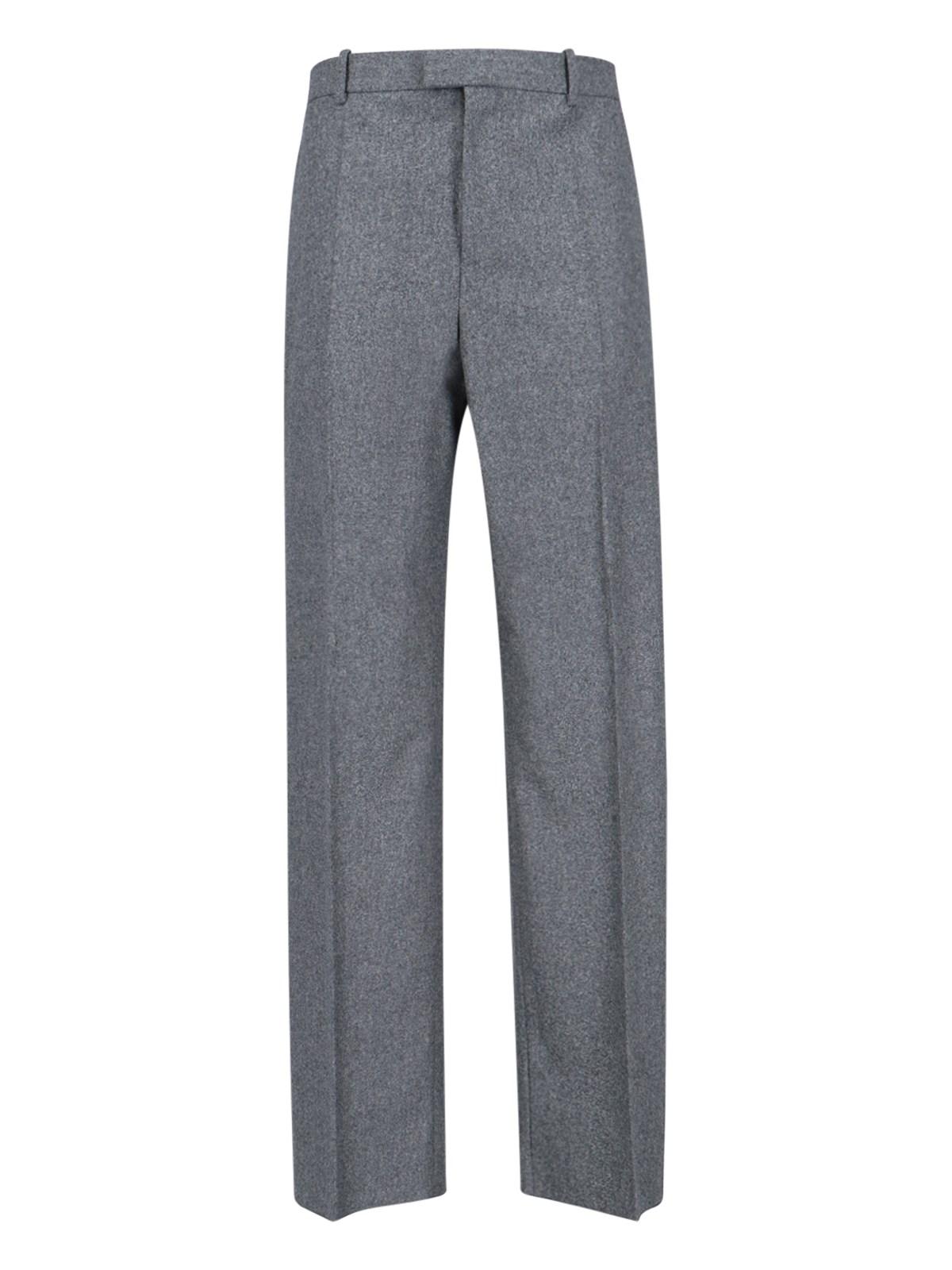 Shop Bottega Veneta Straight Flannel Pants In Grey