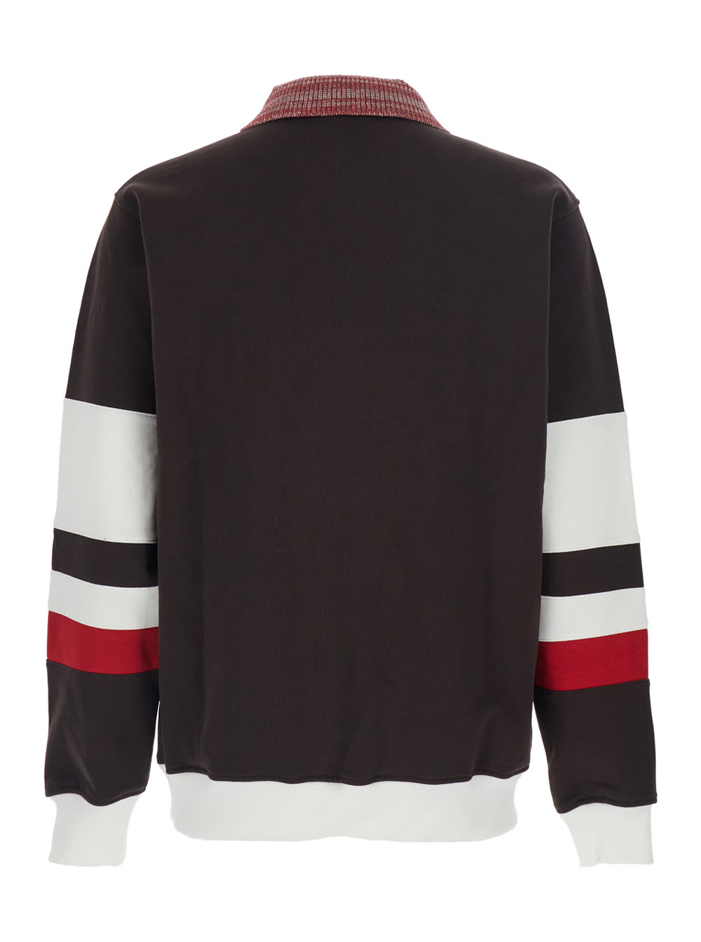Drôle De Monsieur Brown Polo Collar Sweatshirt With Front Lettering Logo In Cotton Man In Brown