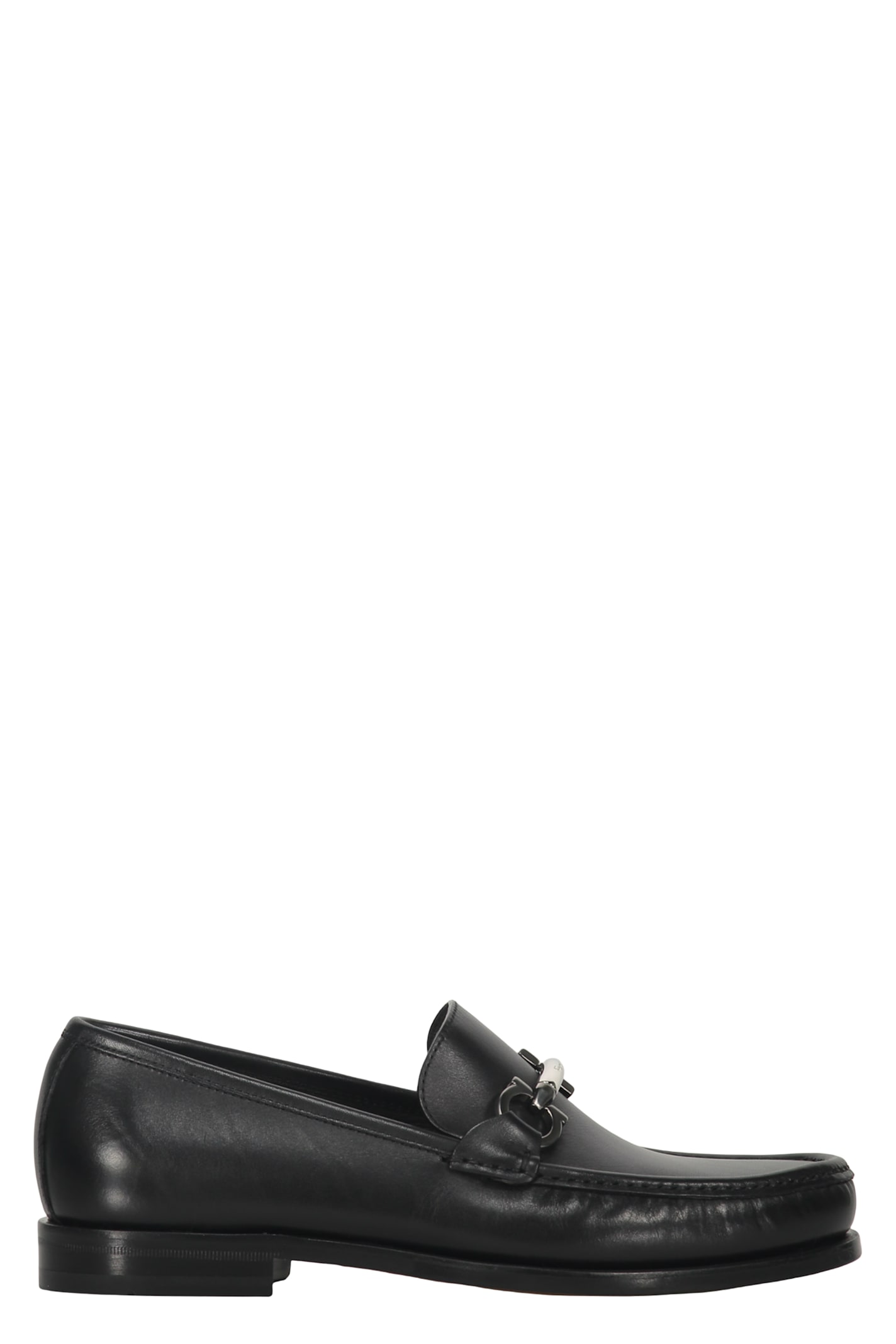 Ferragamo Leather Loafers In Black