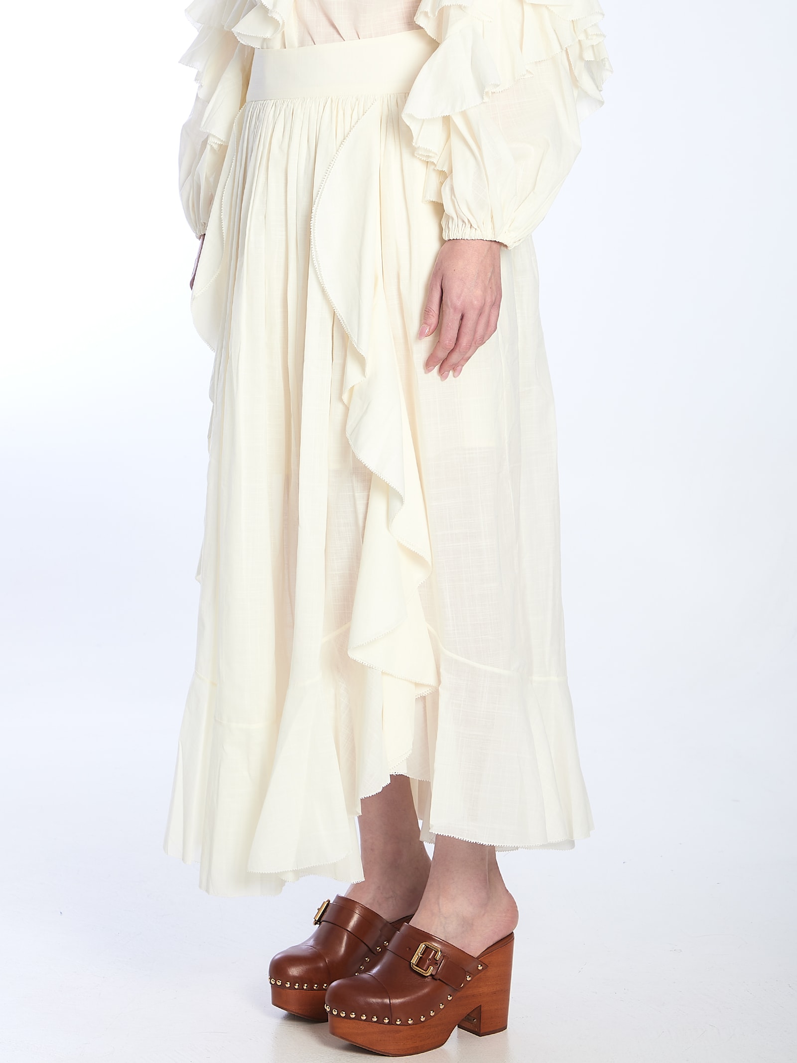 Shop Zimmermann Acacia Ruffle Maxi Skirt In Ivory
