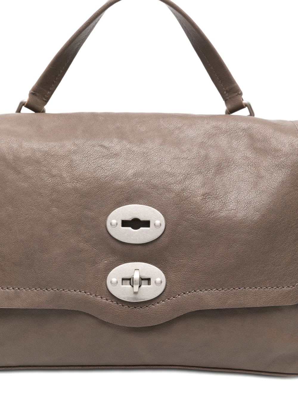 Zanellato Postina Tabacco Baby Leather Handbag In Gray