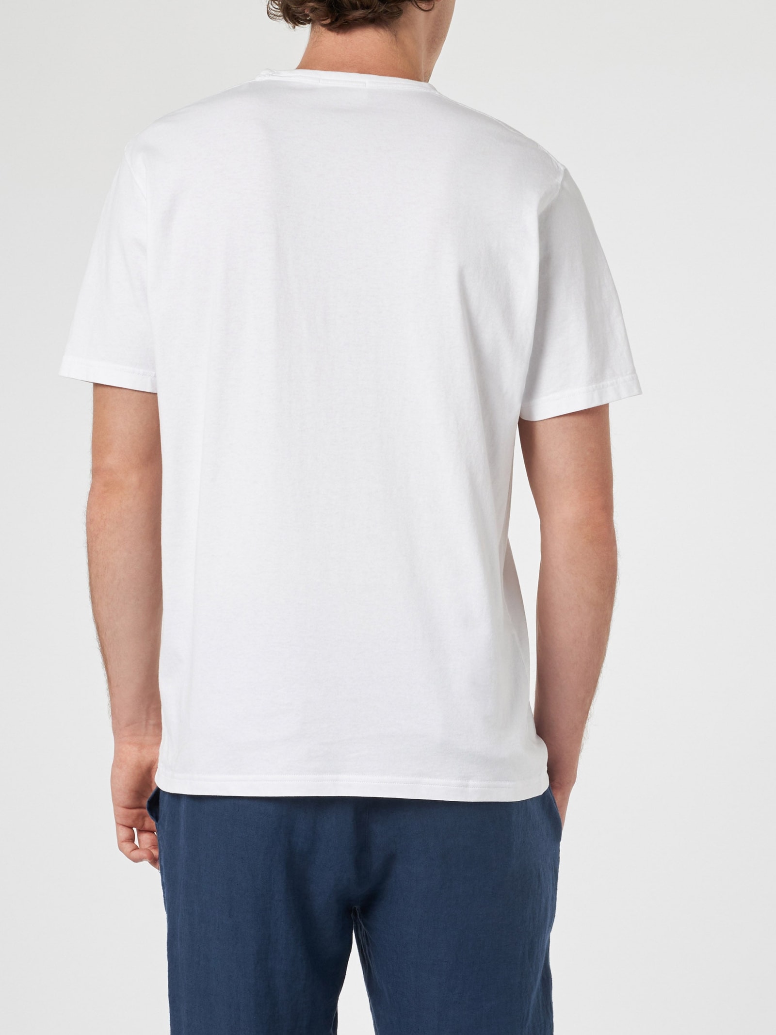 MC2 SAINT BARTH MAN WHITE COTTON JERSEY T-SHIRT DOVER WITH ST. BARTH EMBROIDERY