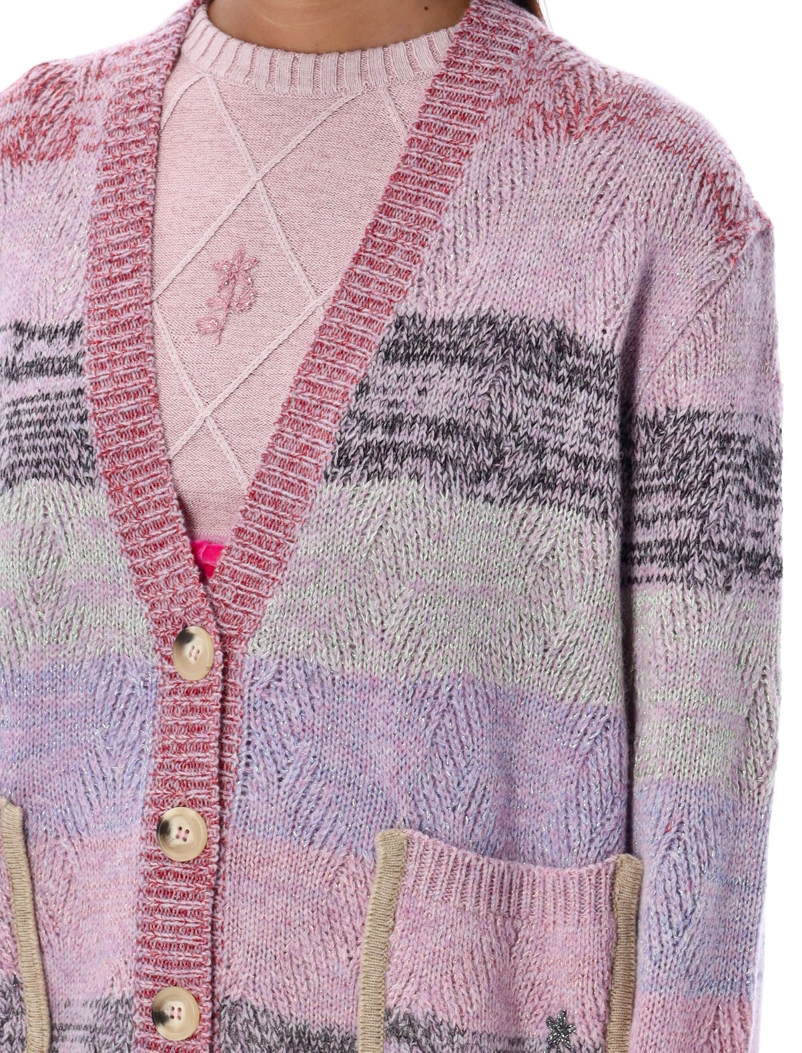 Shop Cormio Renato Oversized Embroidred Cardigan In Pink