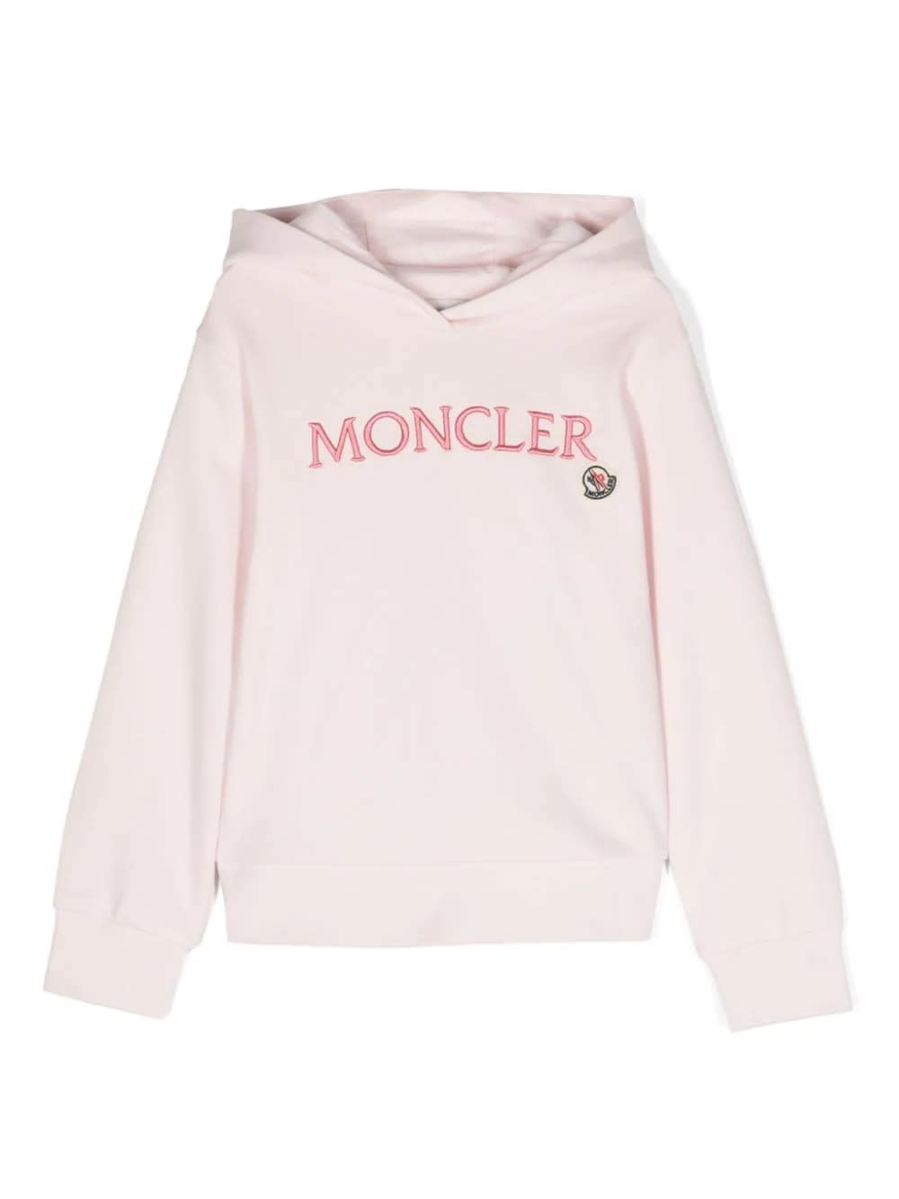Shop Moncler Pink Hoodie With Embroidered Lettering Logo