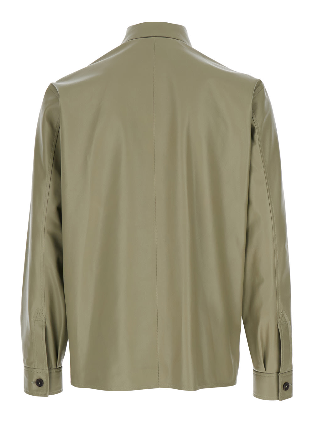 Arma Lush Green Shirt With Classic Collar And Contrasting Buttons In Leather Man In Green