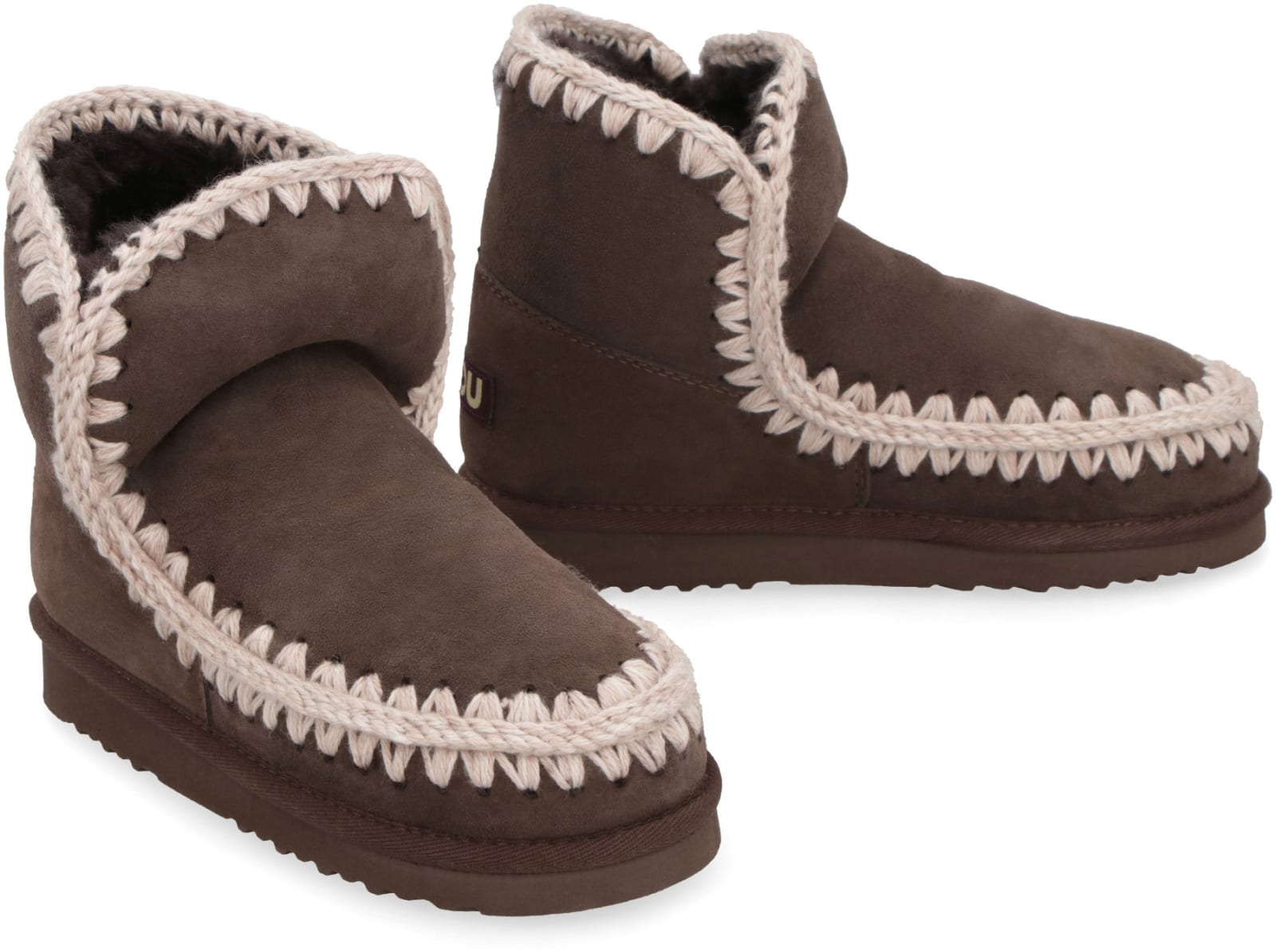 Mou Eskimo 18 Low Heels Ankle Boots In Green Suede In Multi