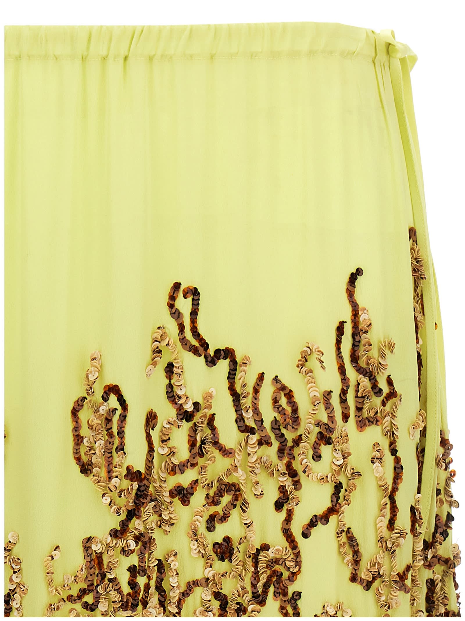 Dries Van Noten Yellow Skirt In Silk With Sequins In Yellow