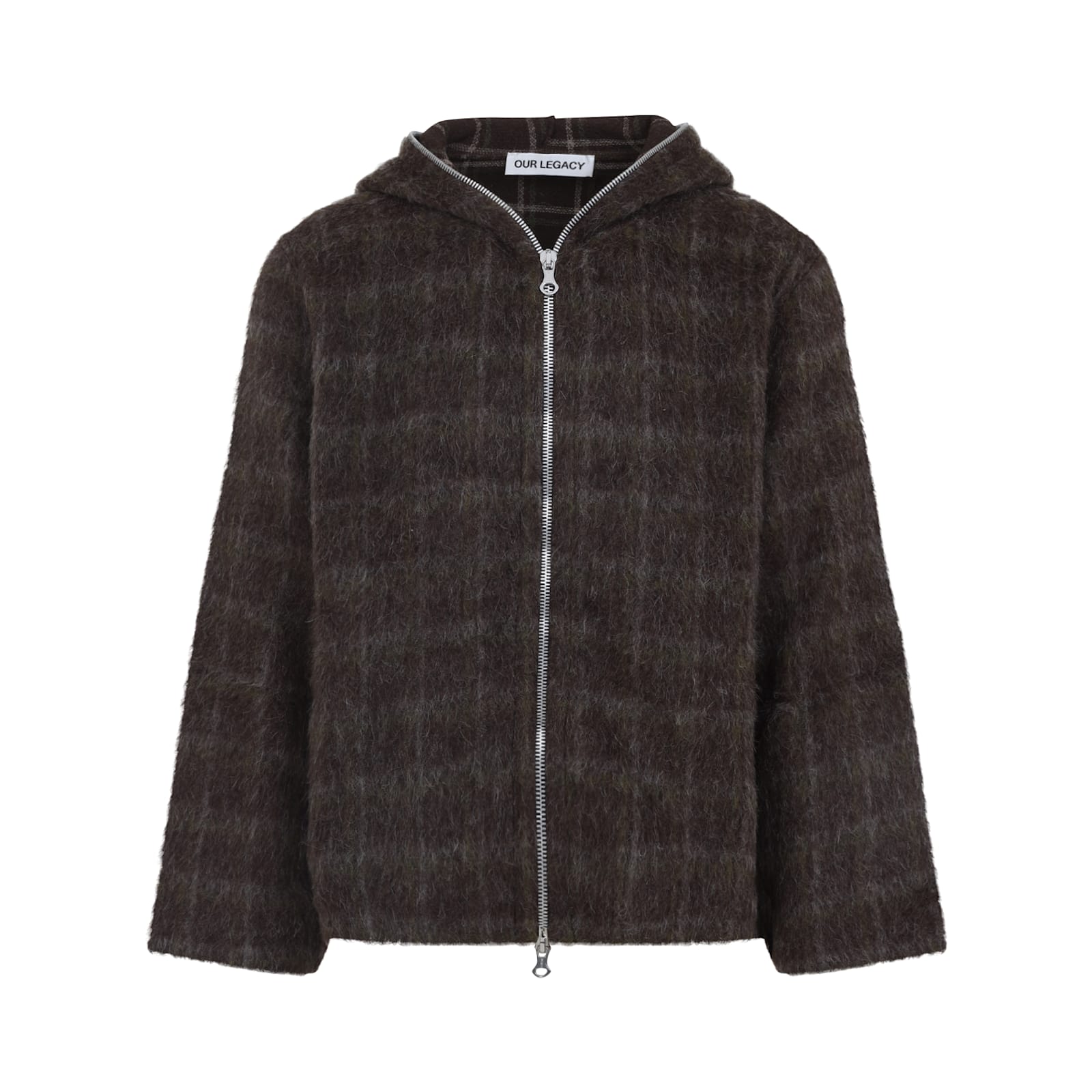 Our Legacy Check-pattern Wool-blend Sweatshirt In Brown
