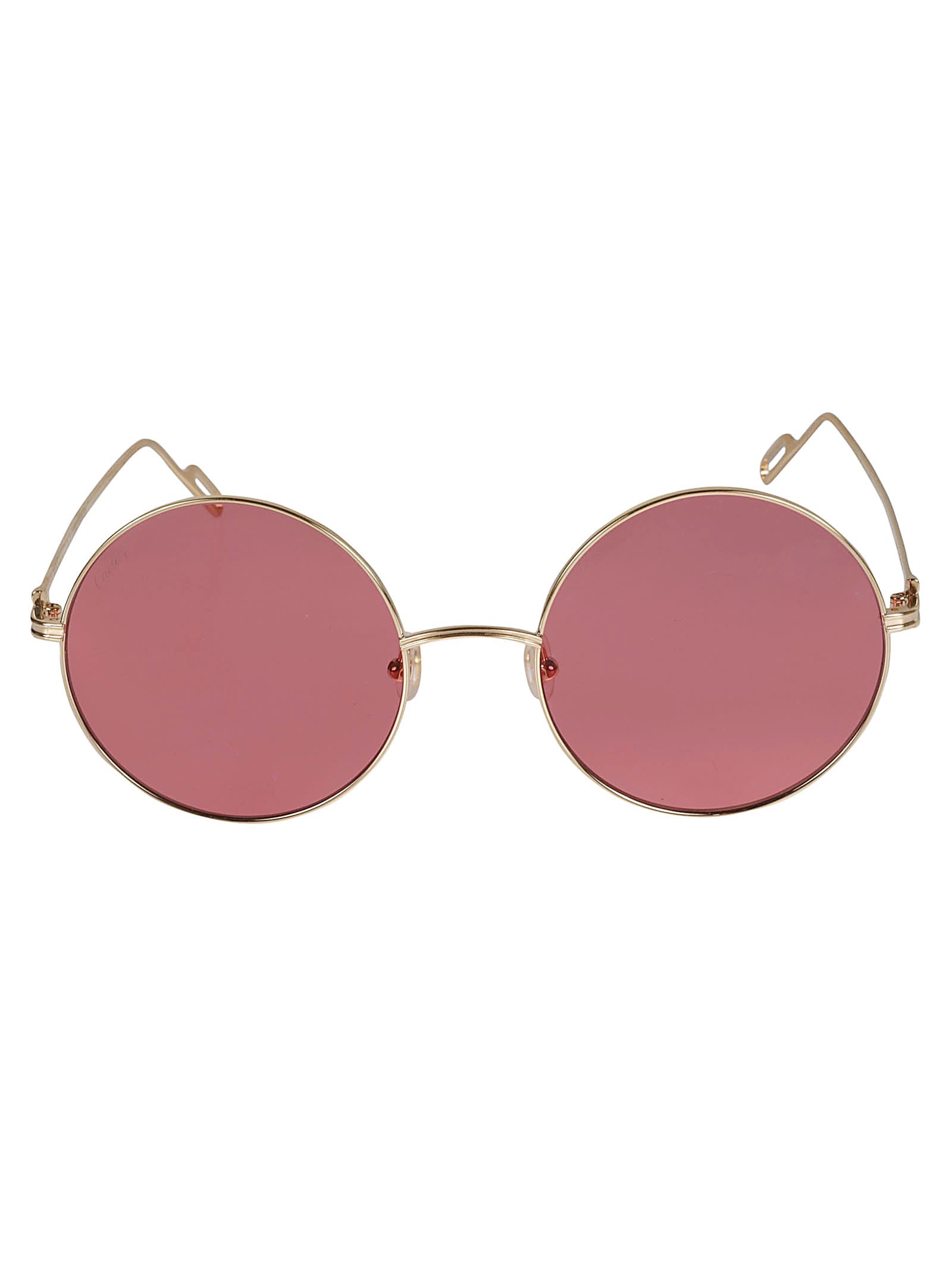 Cartier Metal Frame Round Lens Sunglasses In Gold