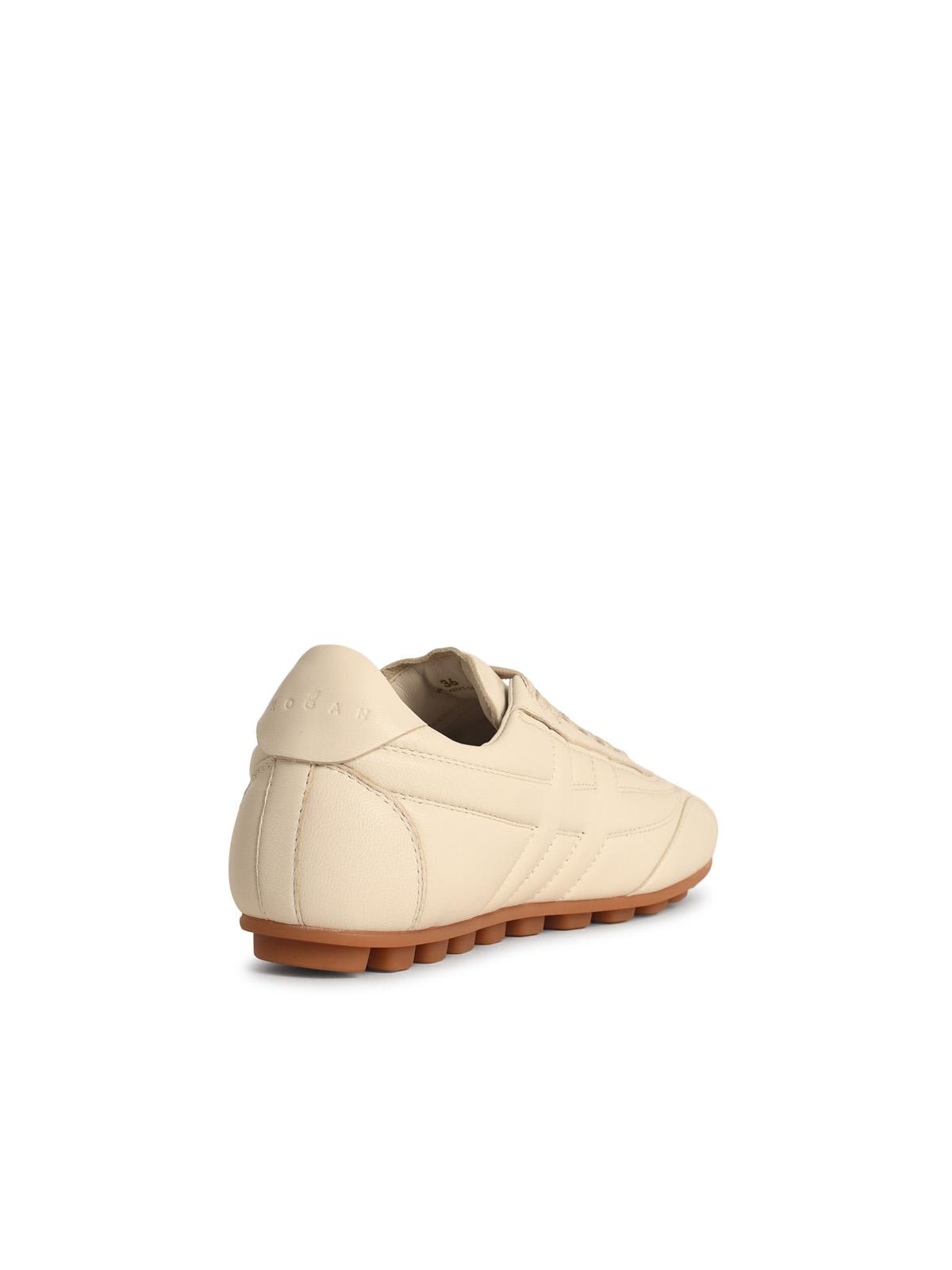 Hogan H693 Yogurt-colored Smooth Leather Sneakers In Neutral