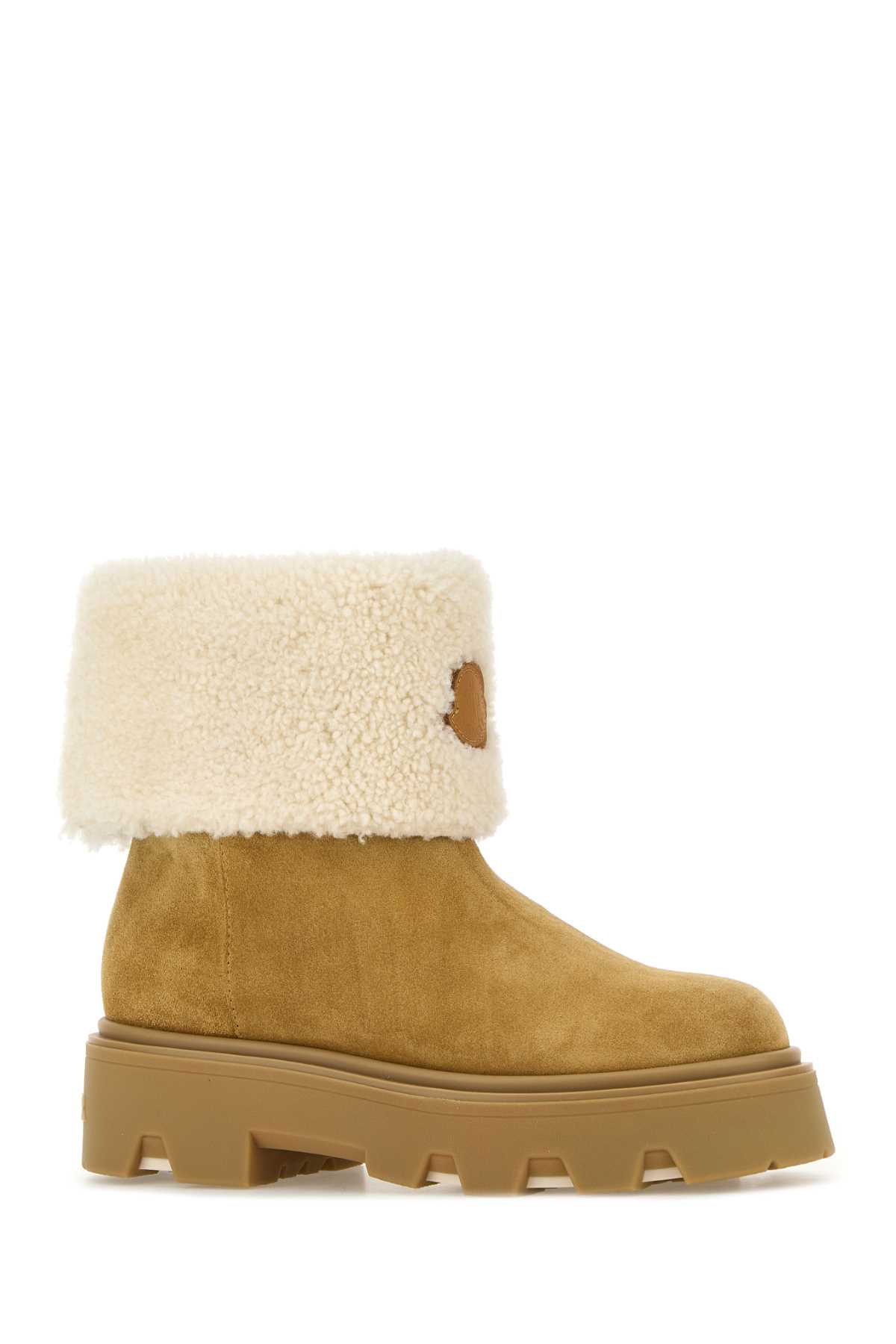 Moncler Aurea Suede And Shearling Mid Ankle Boots In Multi