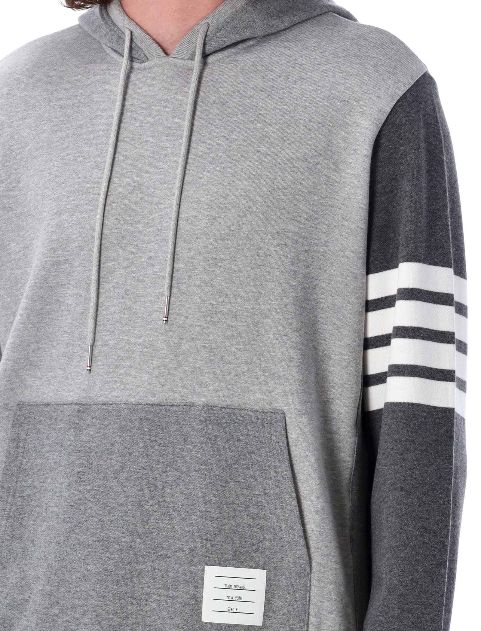 Shop Thom Browne Hoodie Pullover With Tona Fun Mix In Tonal Grey