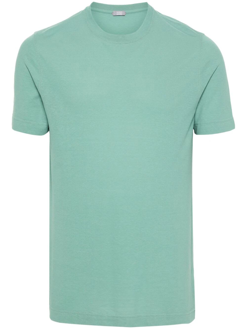 Shop Zanone Short Sleeves T-shirt In Tiffany Blue