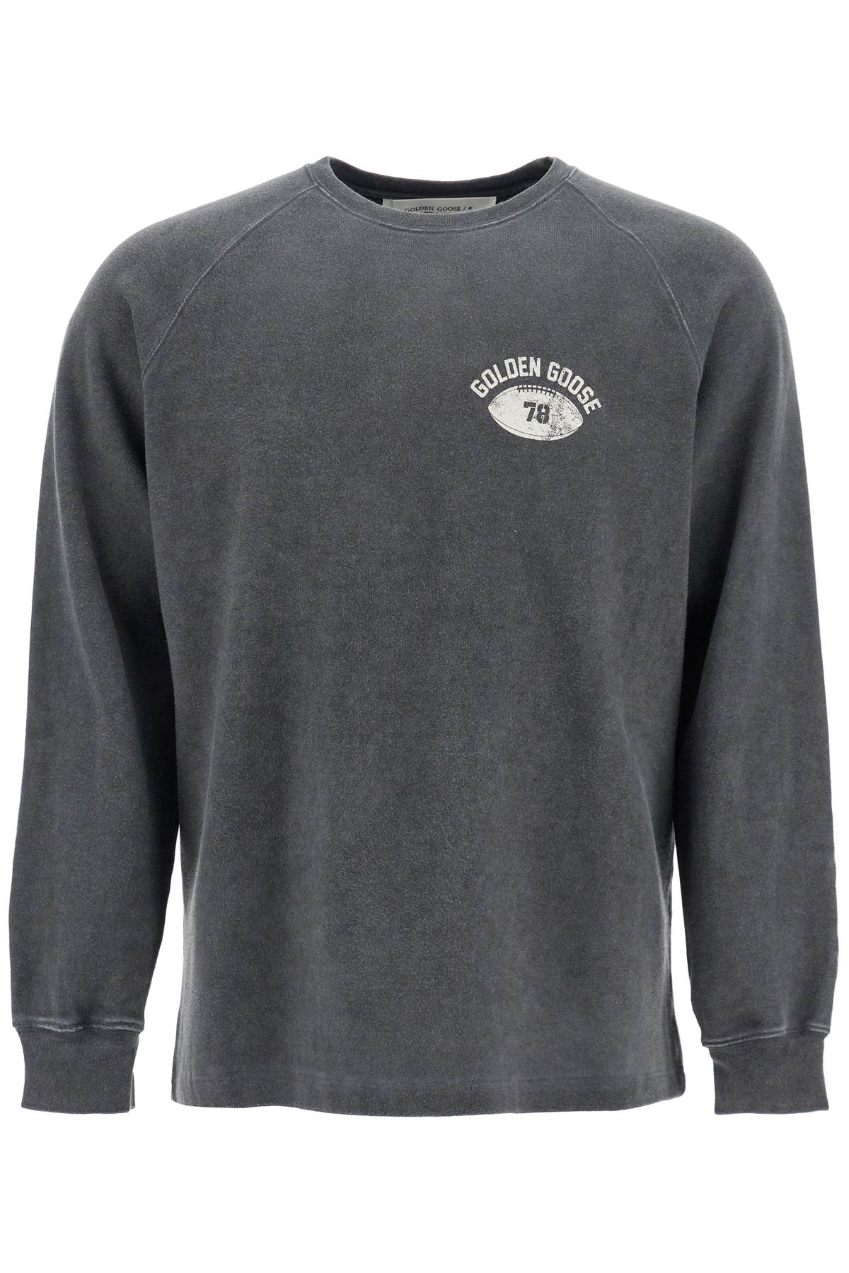 Shop Golden Goose Lightweight Sweatshirt With Print In Anthracite/ Heritage White (grey)