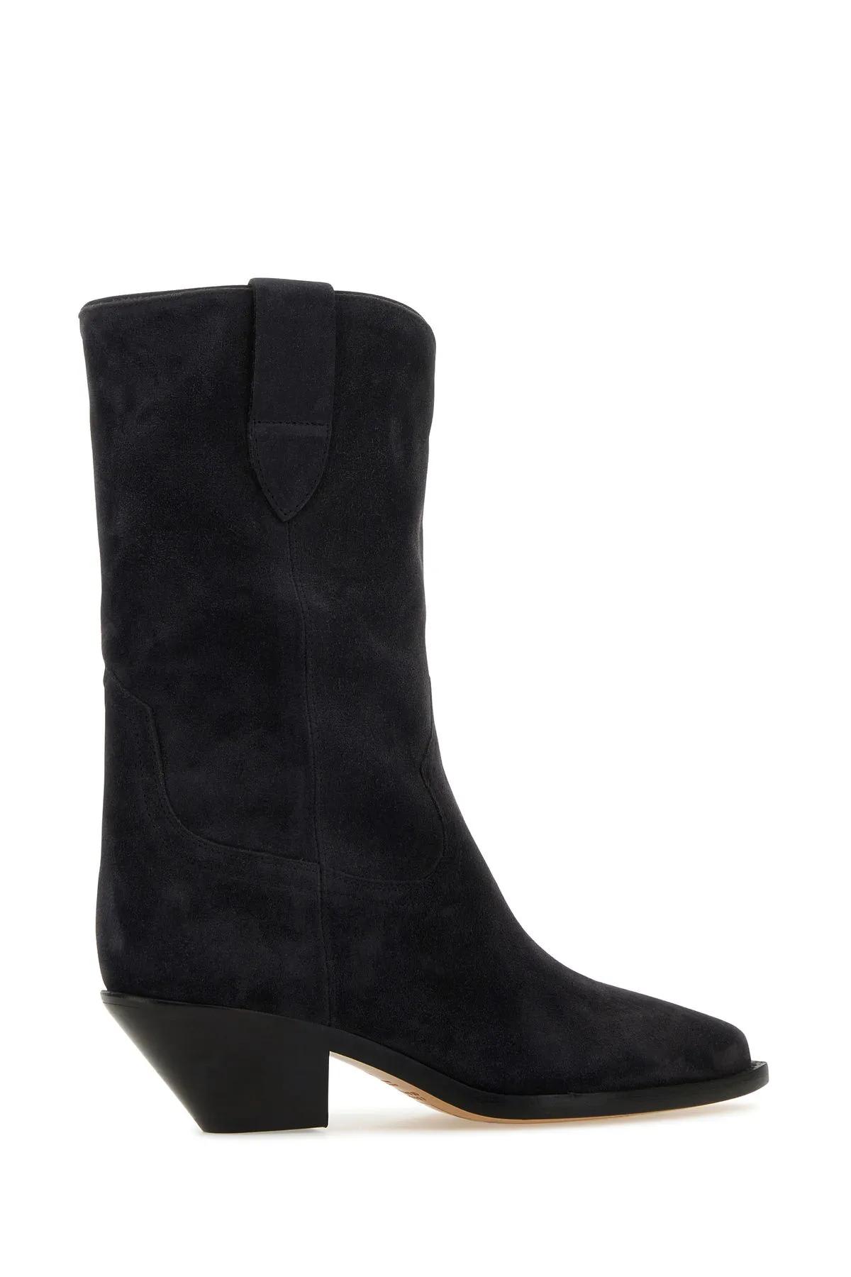 Shop Isabel Marant Slate Suede Ankle Boots In Black