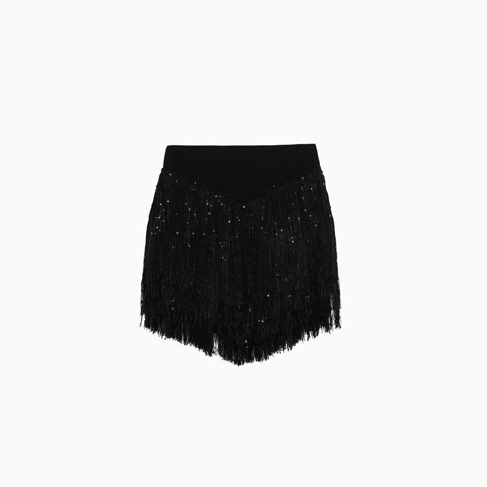 Shop Rotate Birger Christensen Rotate Fringe Skirt In Black