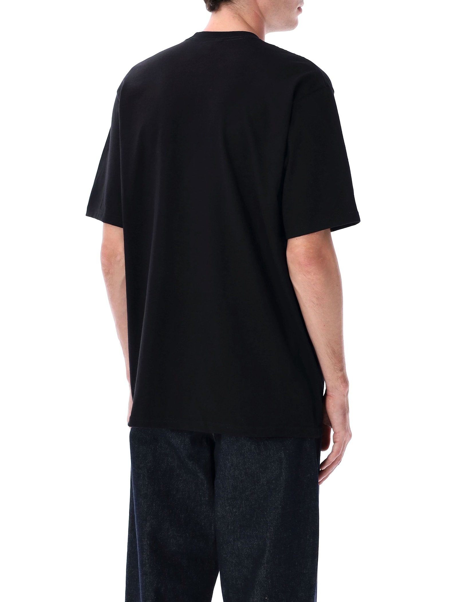 Stussy Black Crewneck Printed T-shirt In Black