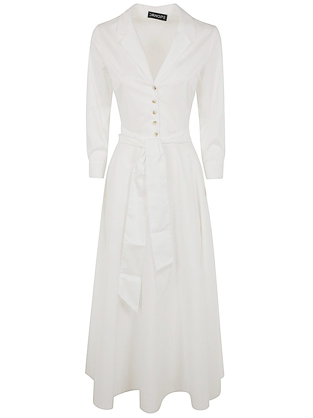 Shop Drhope Cotton Stretch Dress In Optical White
