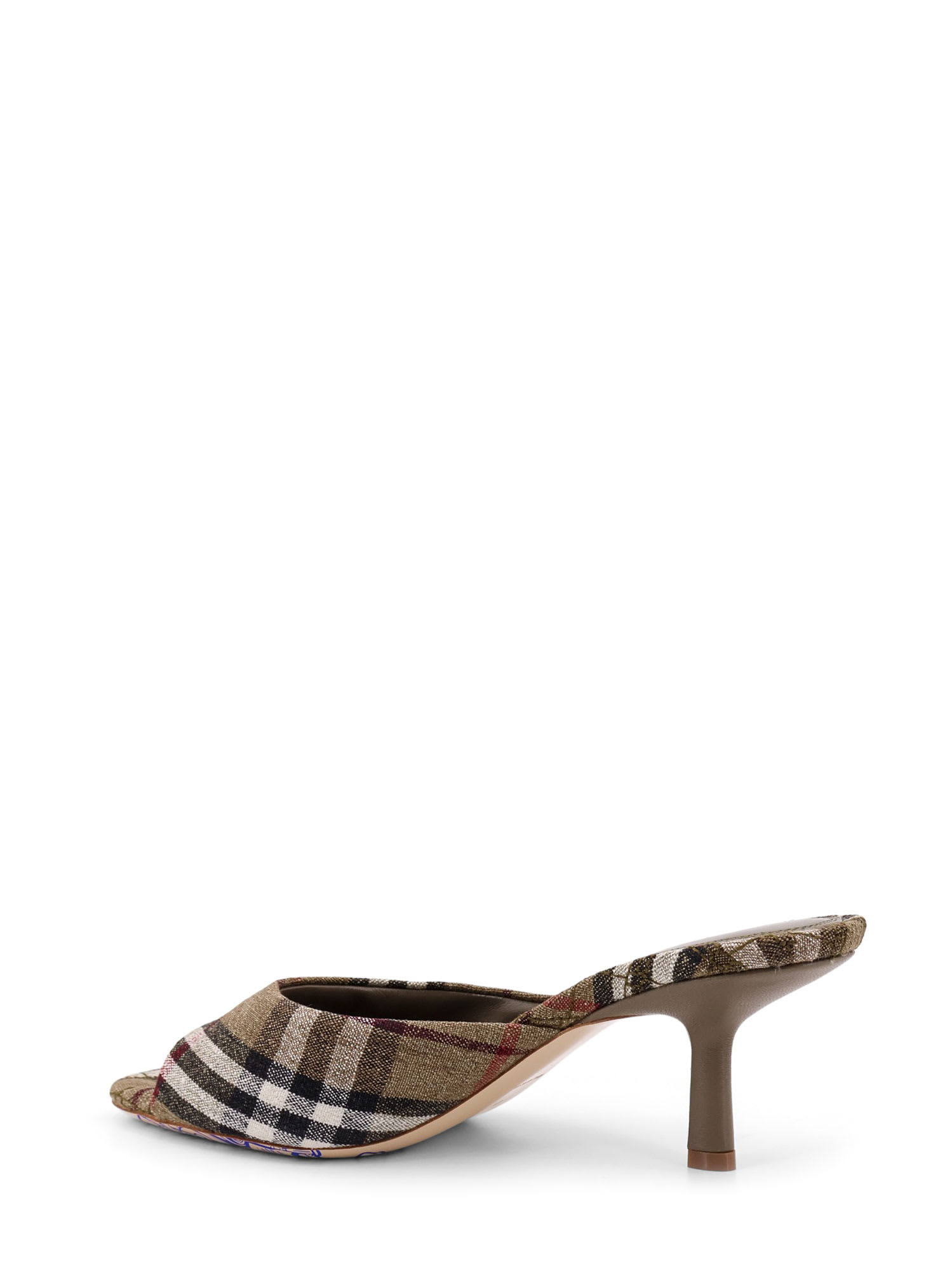 Burberry Khaki Check Linen Blend Mews High Mules