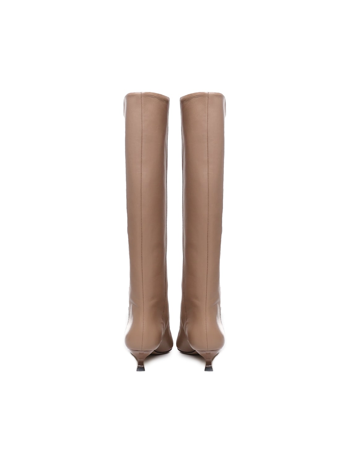 Shop Alchimia Low Heel Leather Boots In Nude