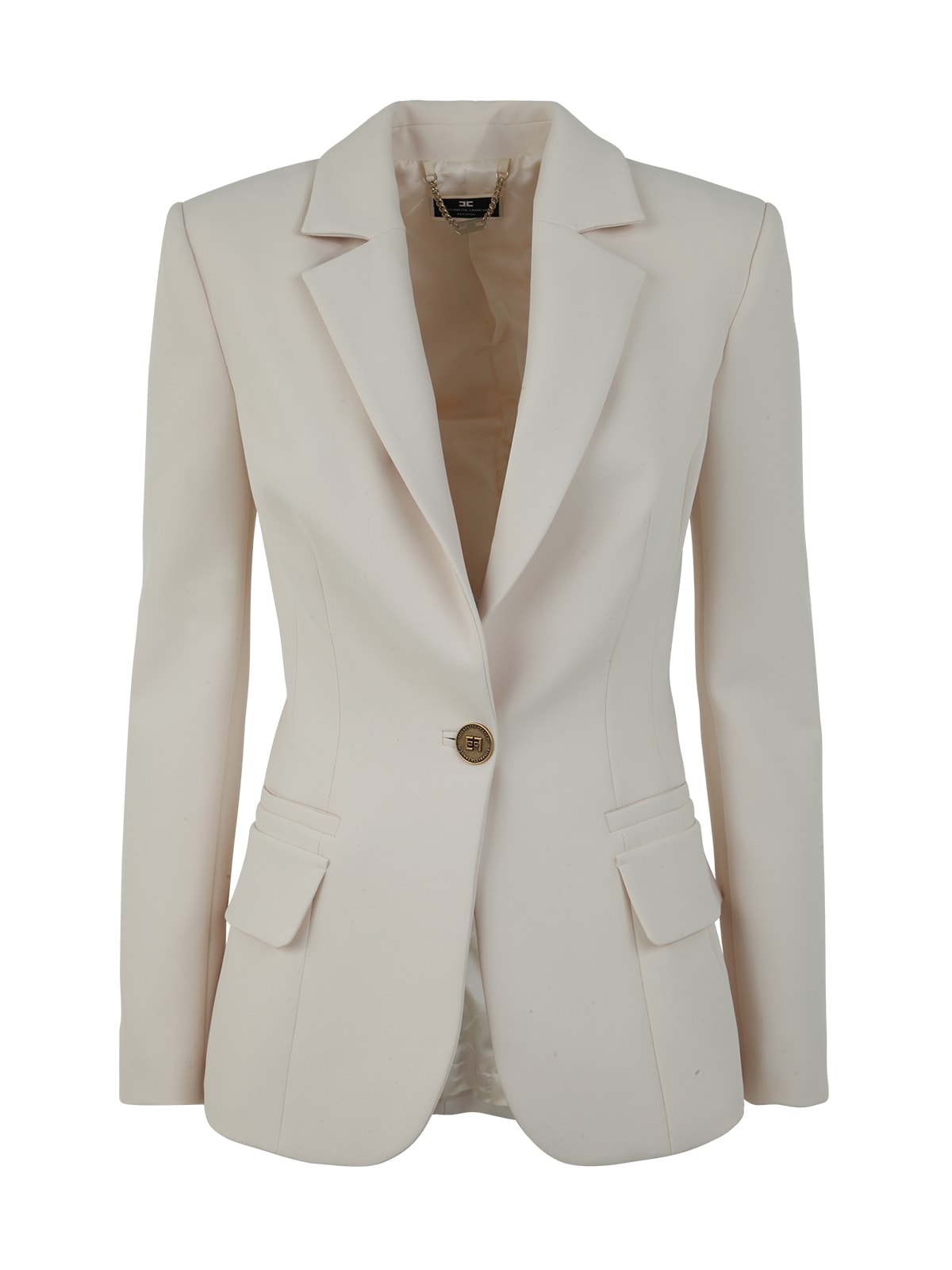Elisabetta Franchi Single Breasted Basic Jacket In Butter
