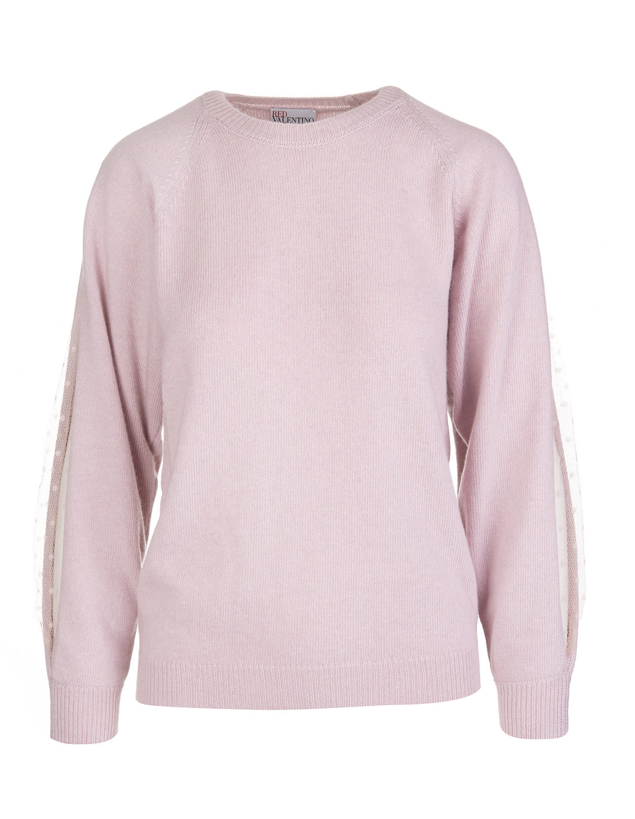 RED Valentino Pink Sweater With Point Desprit Detail