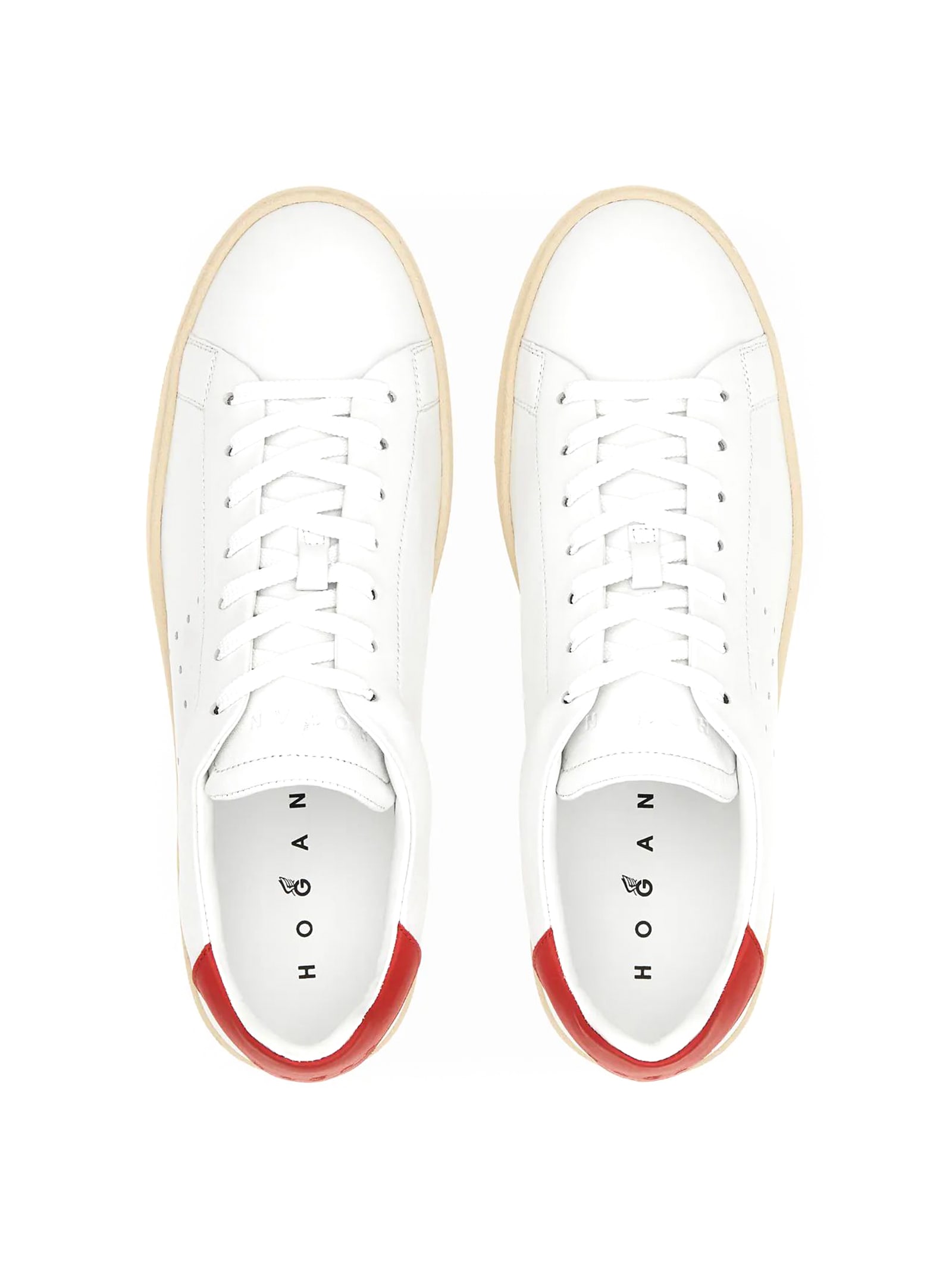 Hogan Leather Sneakers With Flat Rubber Sole In White