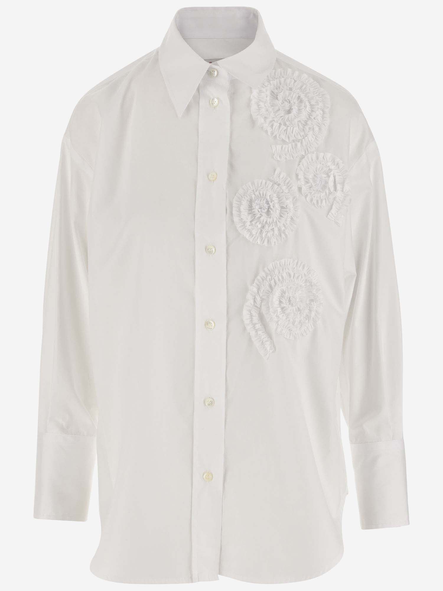 Shop Alberto Biani Cotton Shirt With Embroidery In White