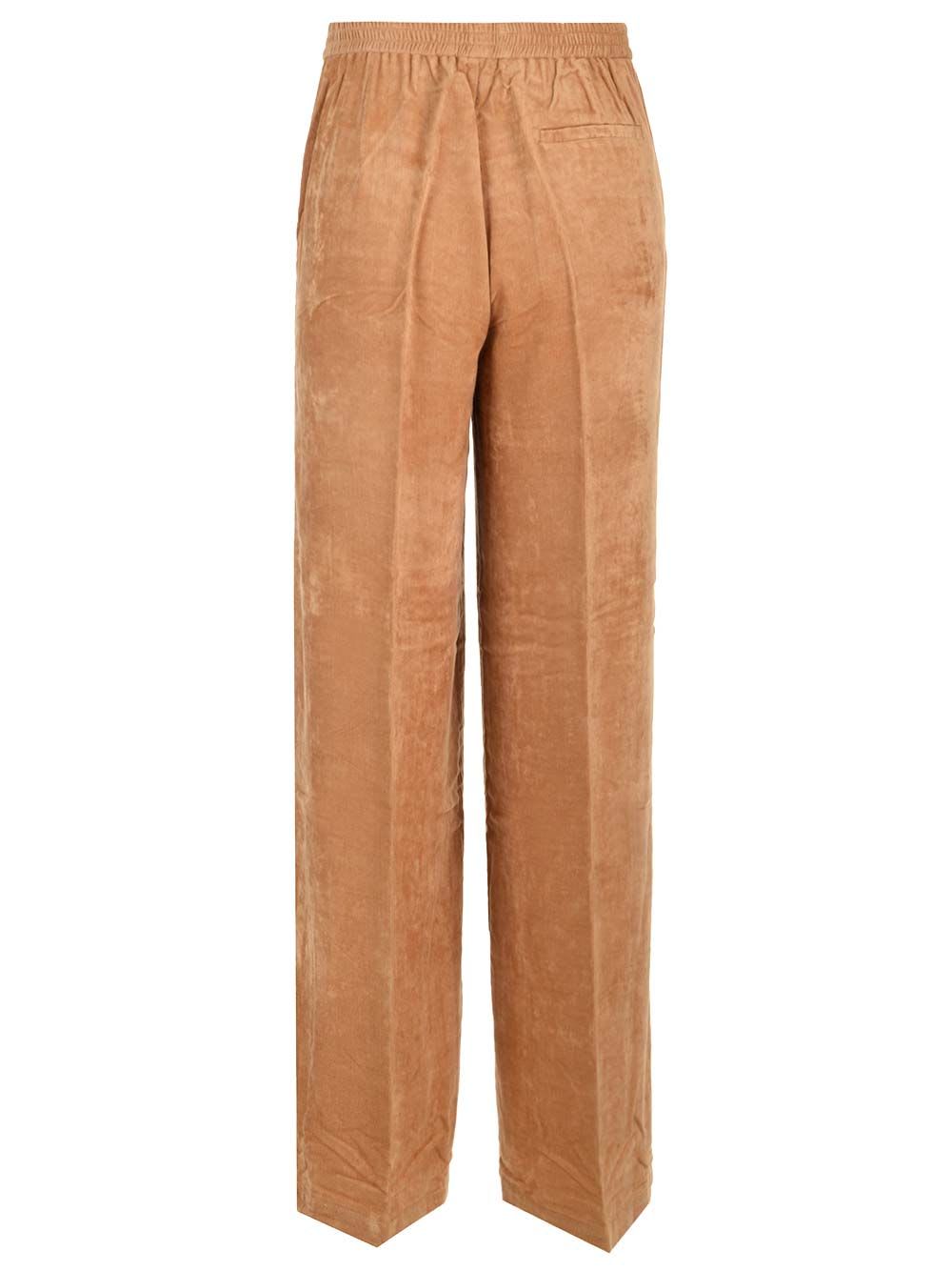 Shop Forte Forte Velvet Wide Leg Pants In Brown