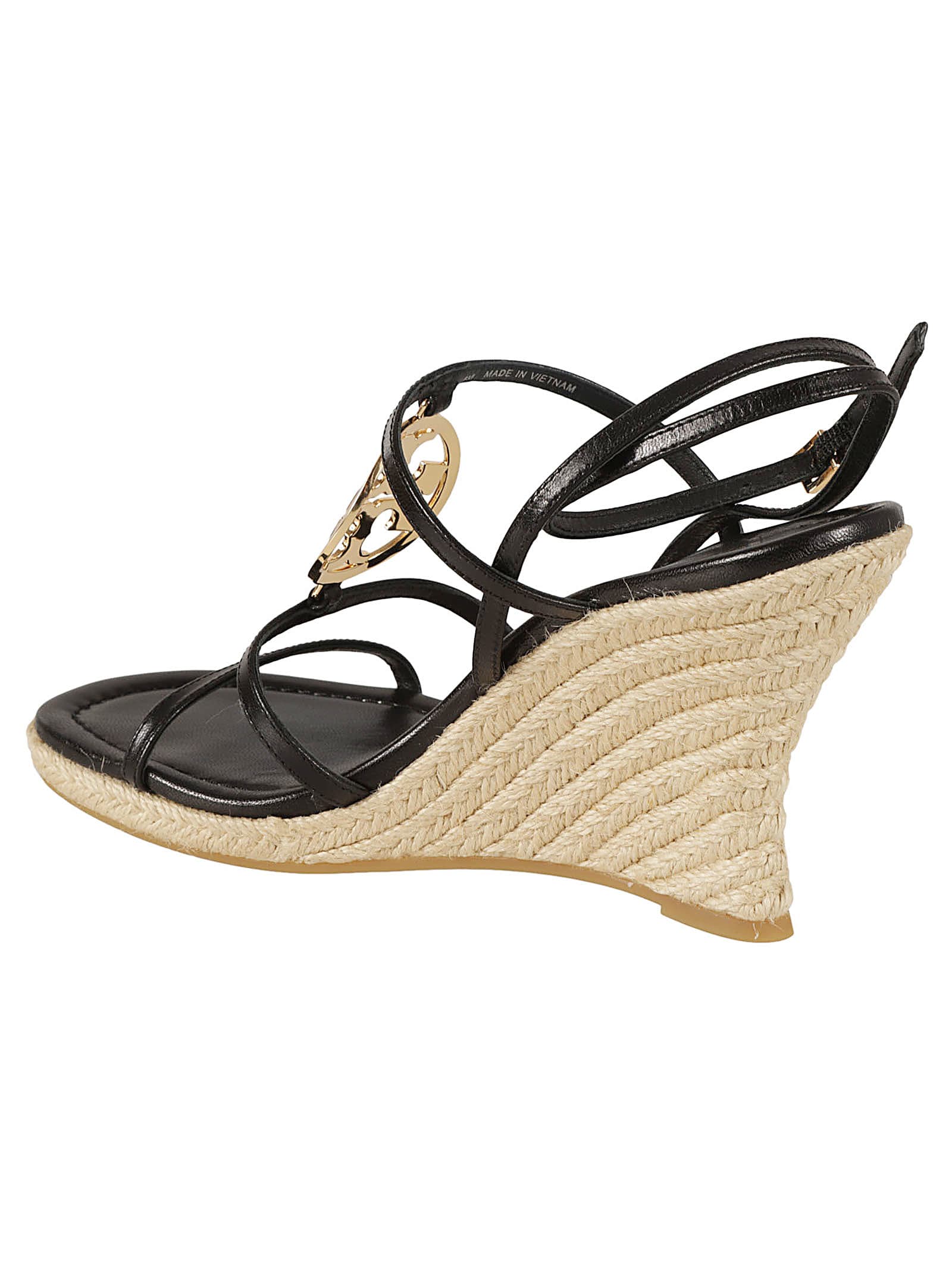 Shop Tory Burch Capri Miller Wedge Espadrillas In Black/gold