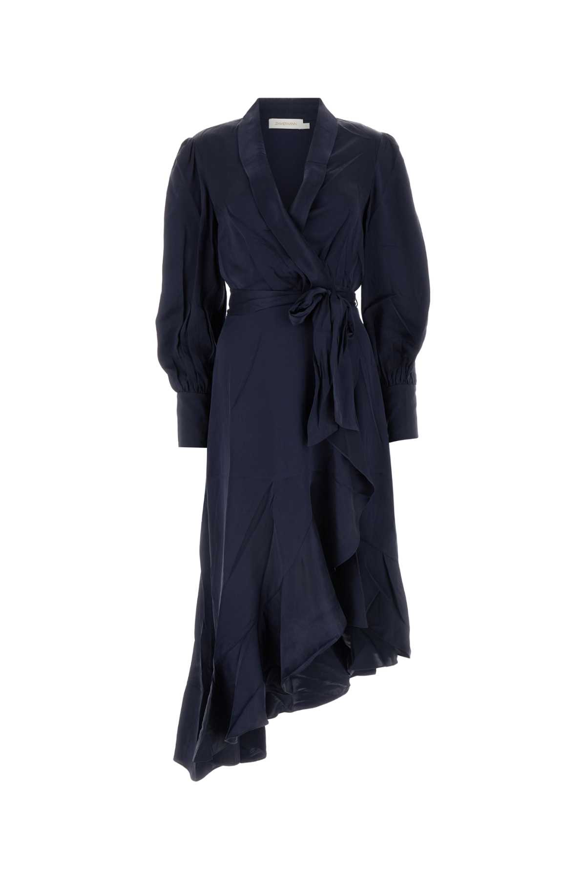 Shop Zimmermann Navy Blue Silk Dress