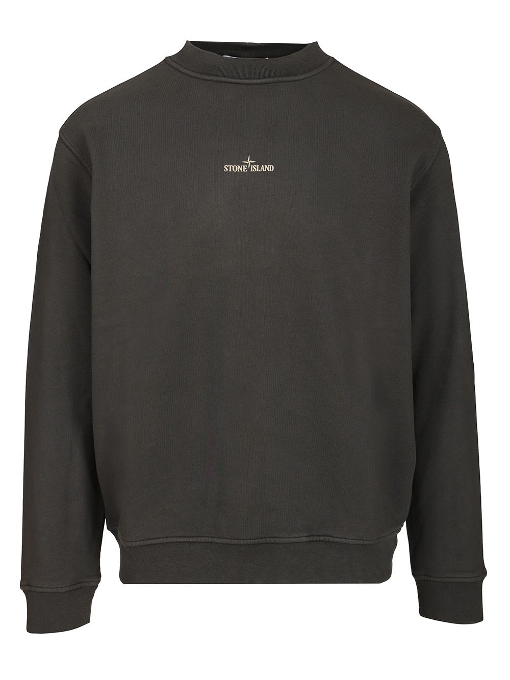 Stone Island Cotton Fleece Oversized Fit Sweatshirt With Industrial Four Print In Gray