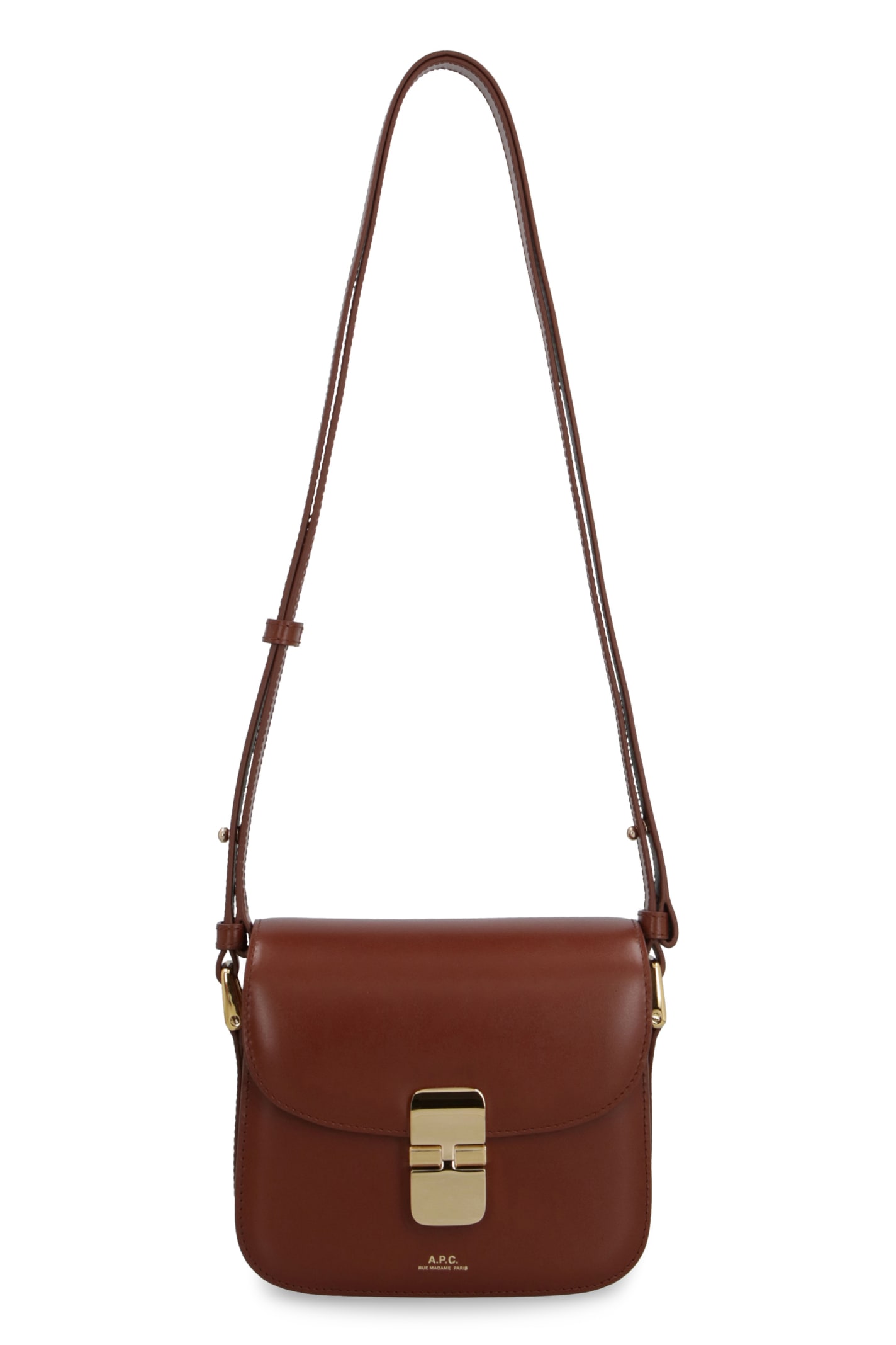 Shop Apc Grace Leather Mini Crossbody Bag In Brown