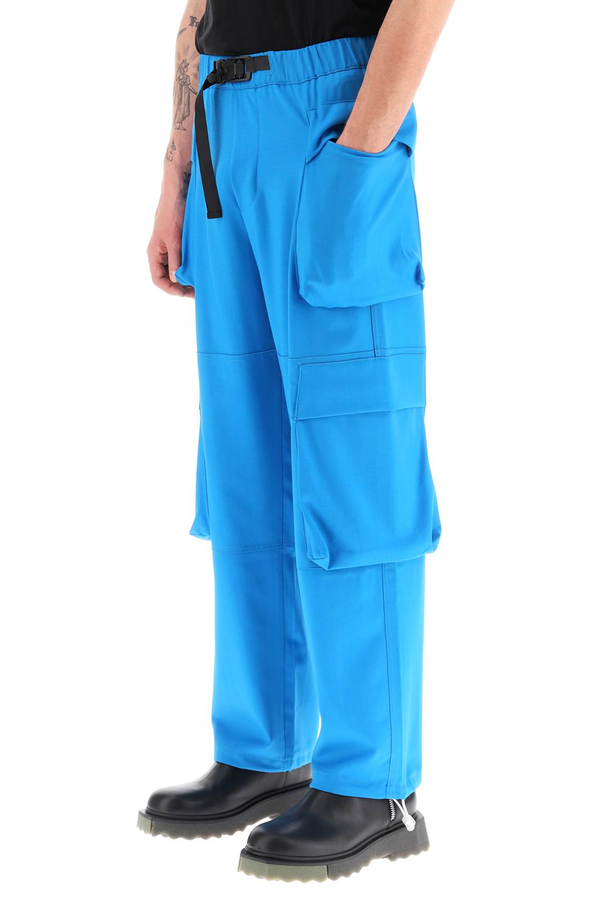 Shop Bonsai Stretch Wool Cargo Pants In Azure (light Blue)