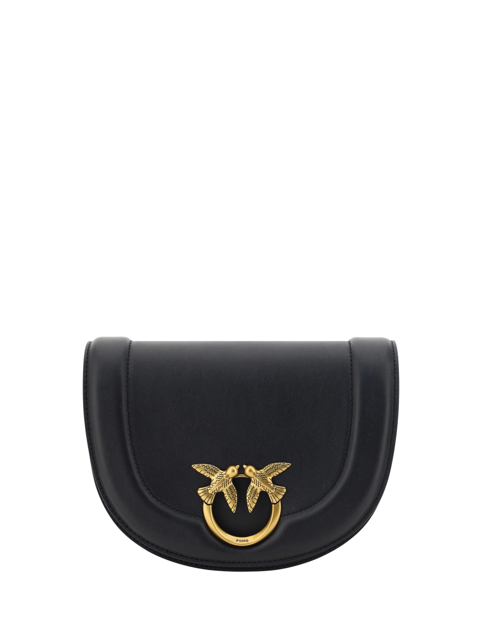 Shop Pinko Love Click Round Shoulder Bag In Black