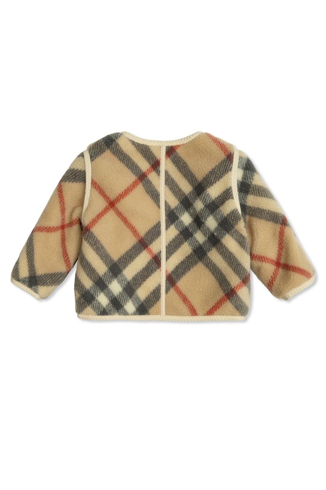 Burberry Checked Zipped Fleece Jacket In Multicolour