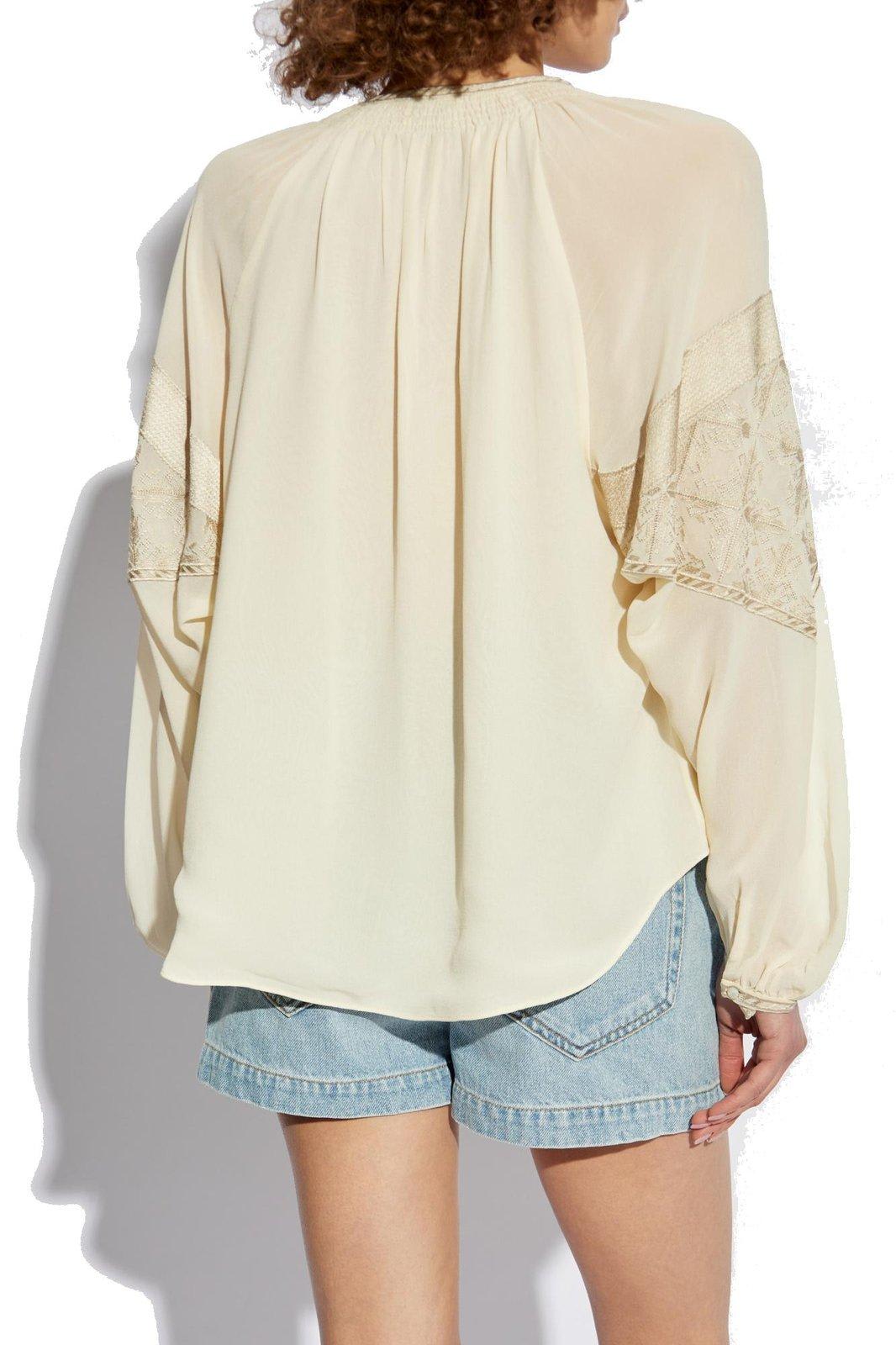 Shop Isabel Marant Oris Long-sleeved Top In Beige